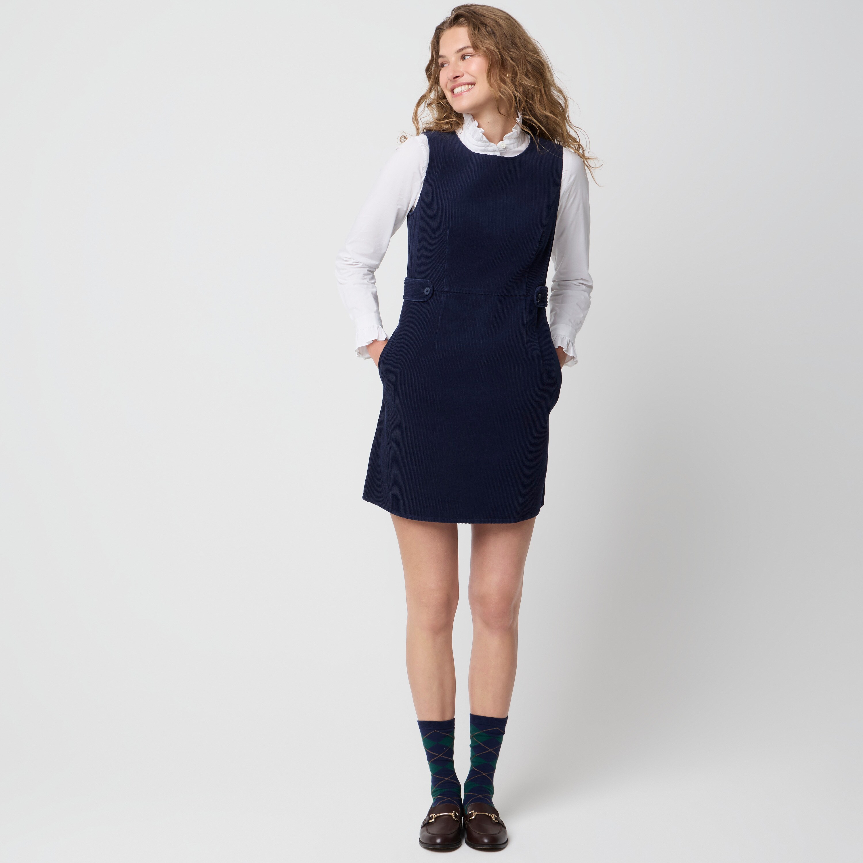 blue corduroy dress womens Mini For Women spring-racing Barbie Fashionistas Doll #246 style it with knee Color:Hot Coral