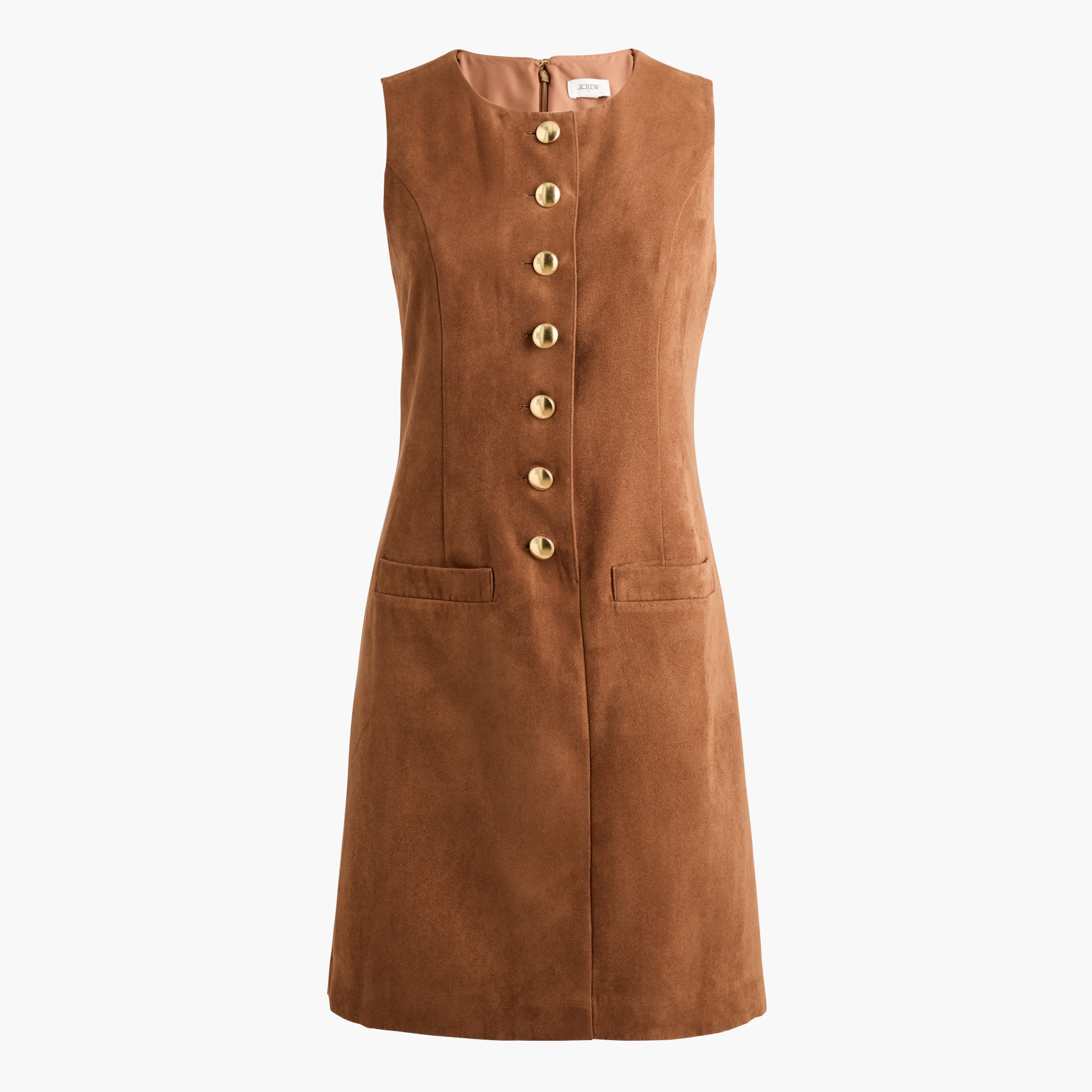 Sueded button-front mini dress