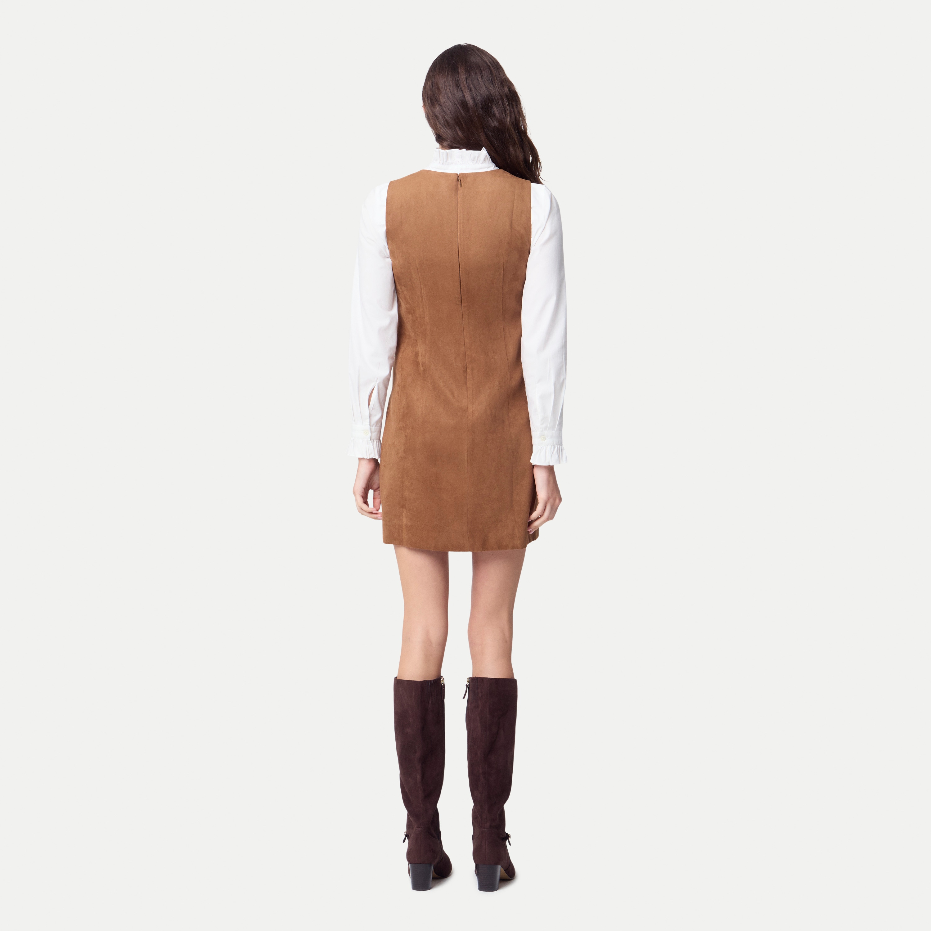 Sueded button-front mini dress