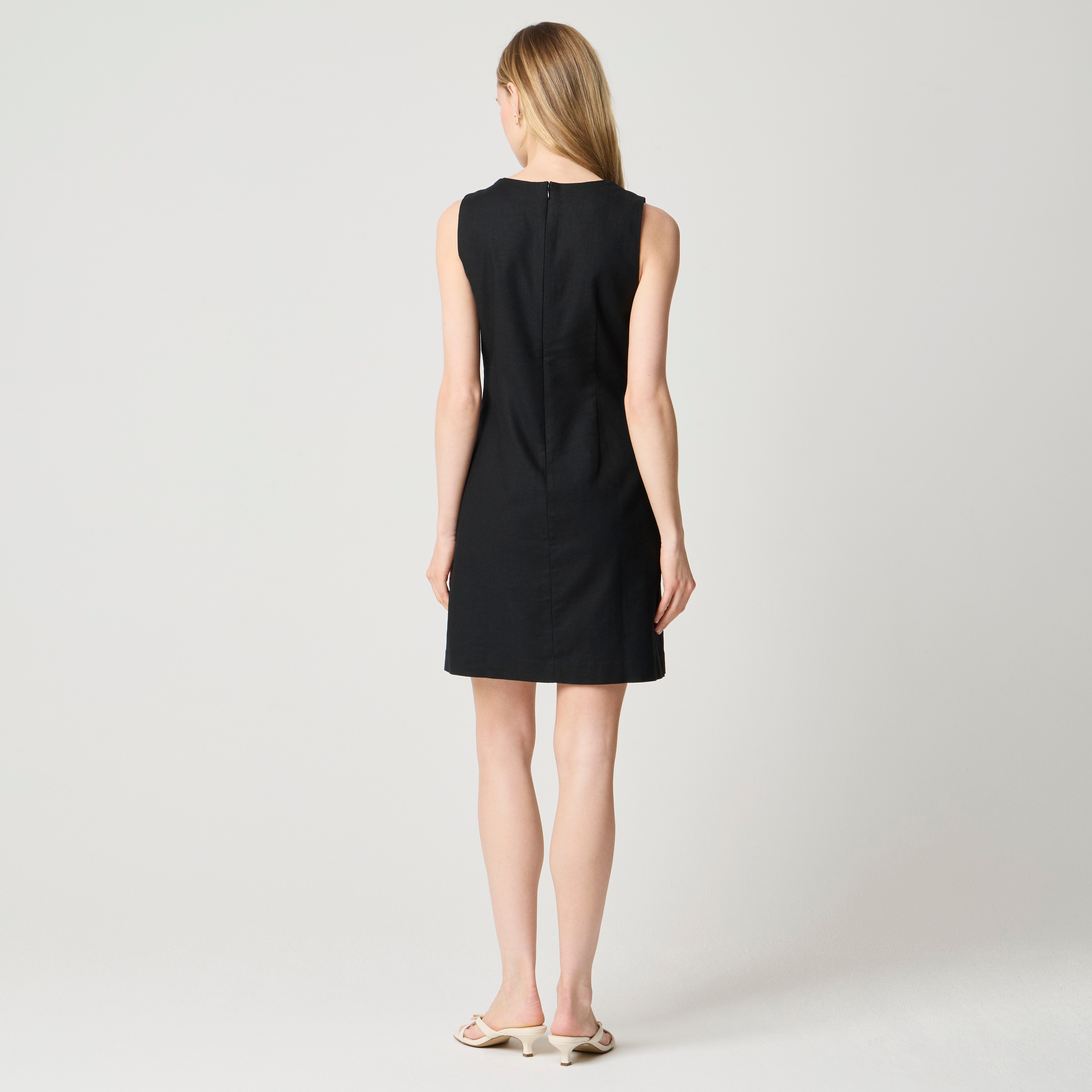 Button-front linen-blend dress