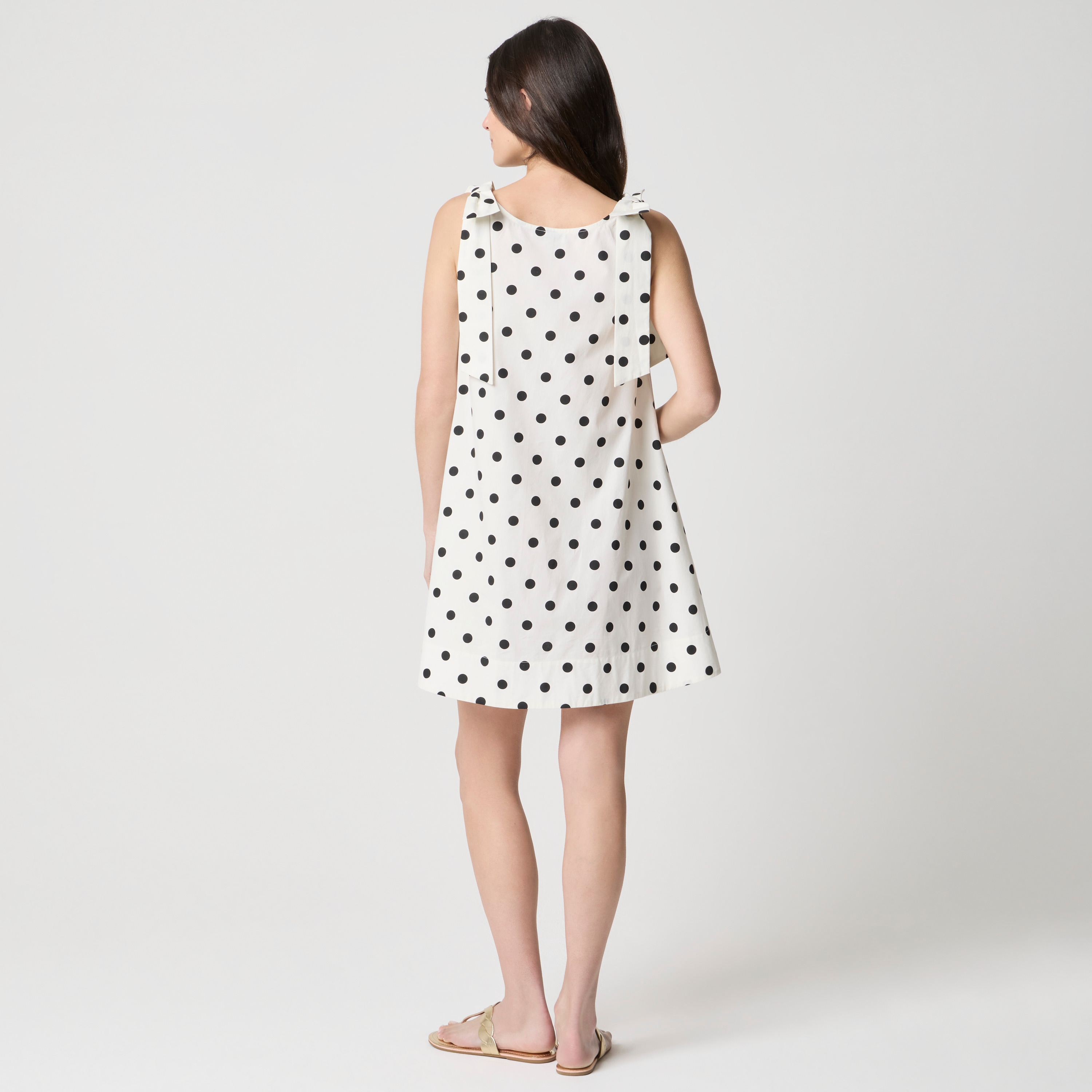 Polka-dot tie-shoulder mini dress