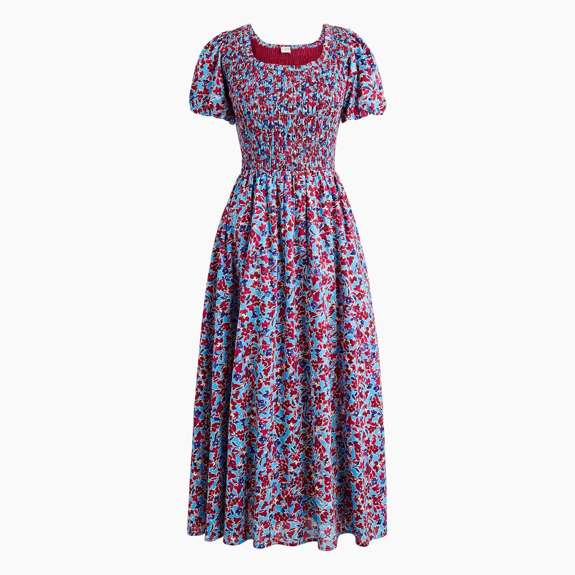 100% cotton smocked midi dress