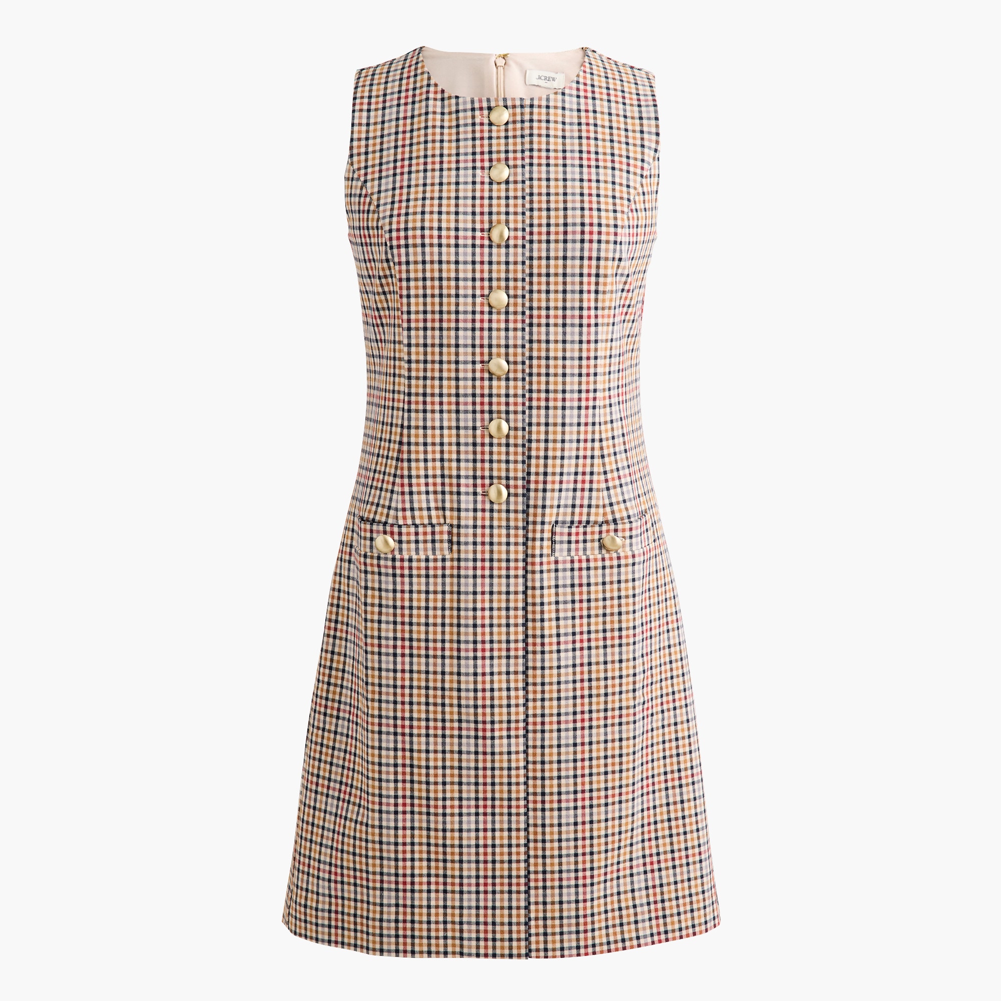 Plaid button-front mini dress
