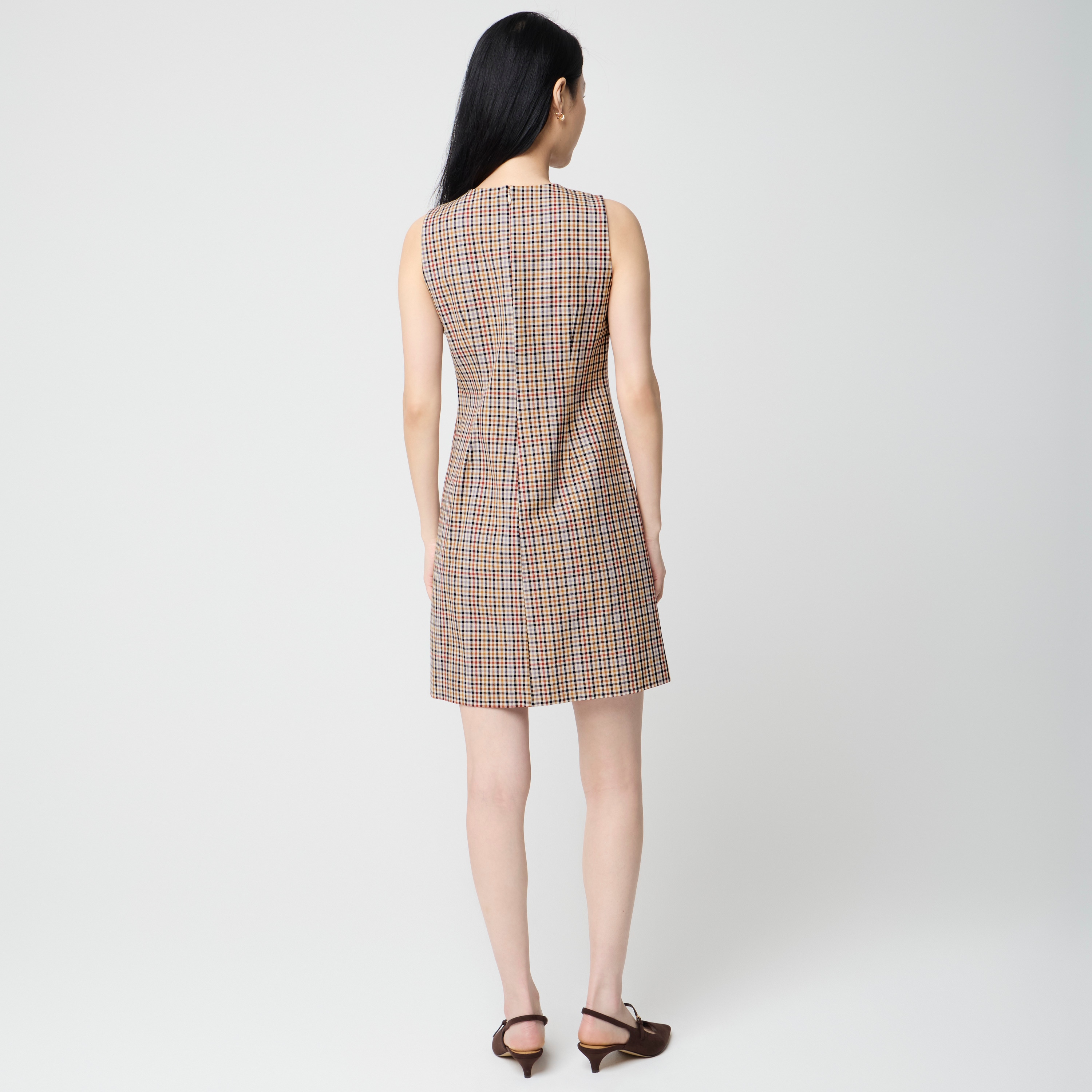 Plaid button-front mini dress