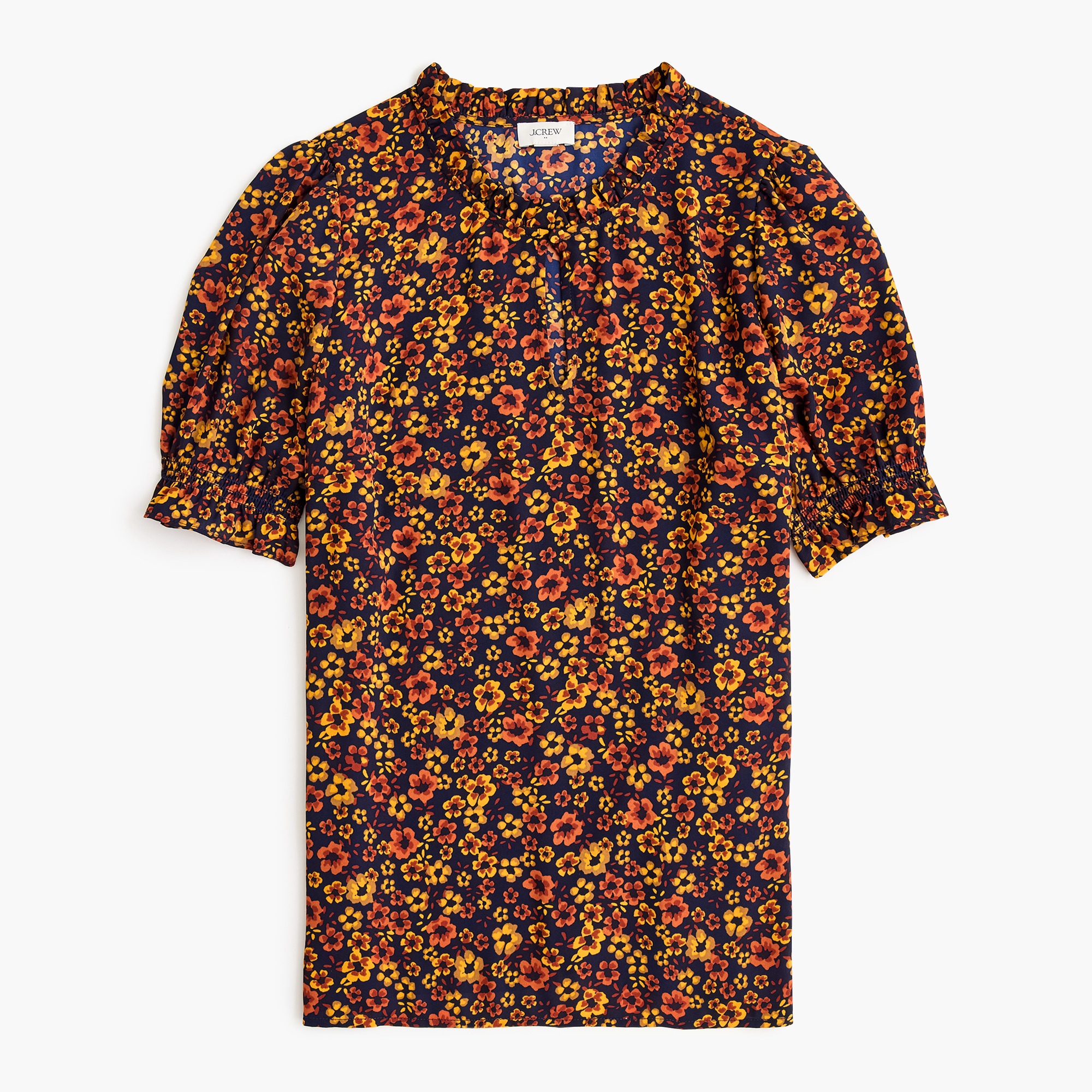 Printed ruffleneck top