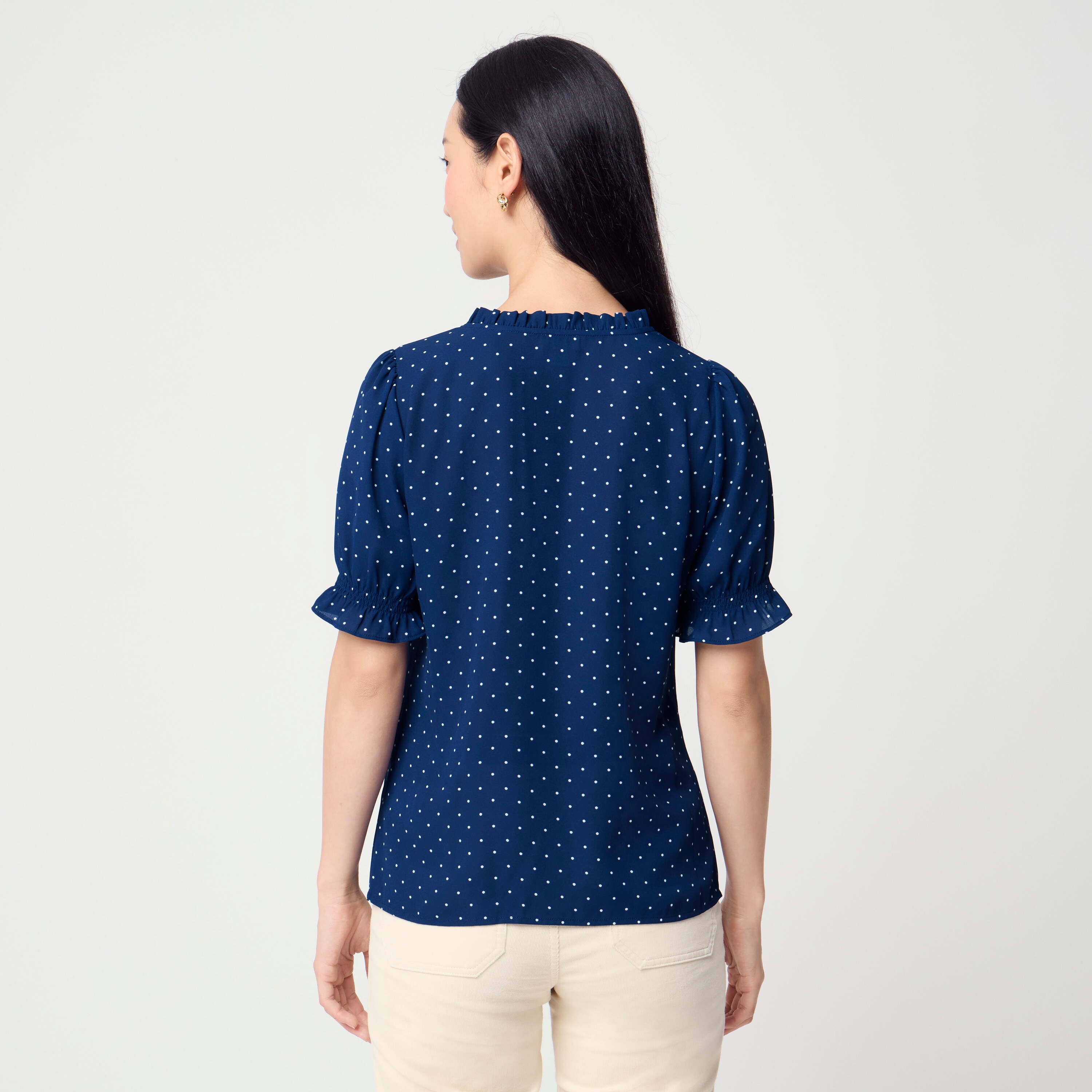Printed ruffleneck top