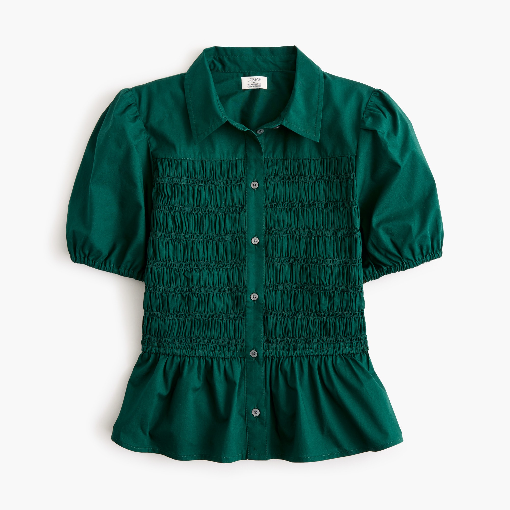 Smocked button-front top