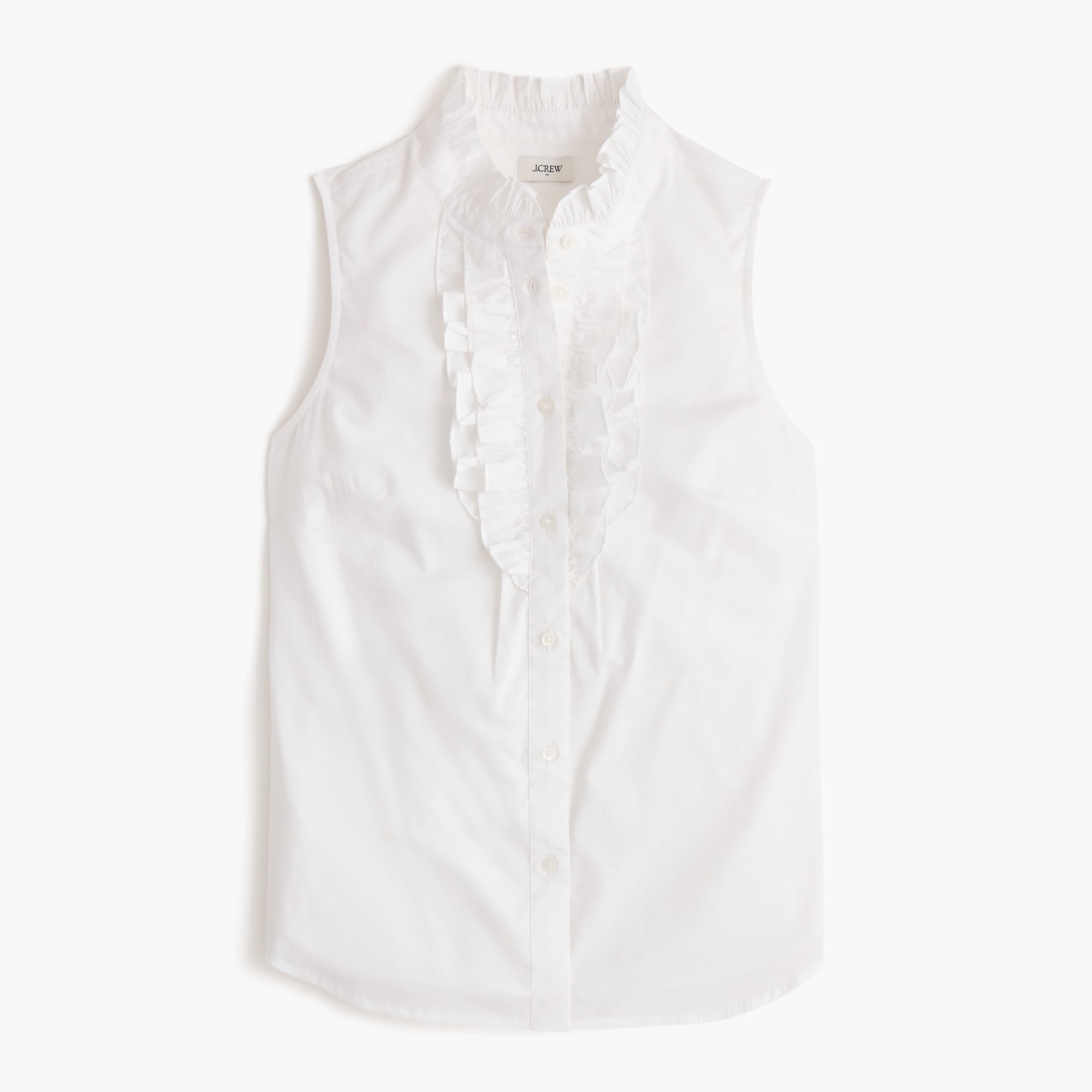100% cotton ruffle-front top