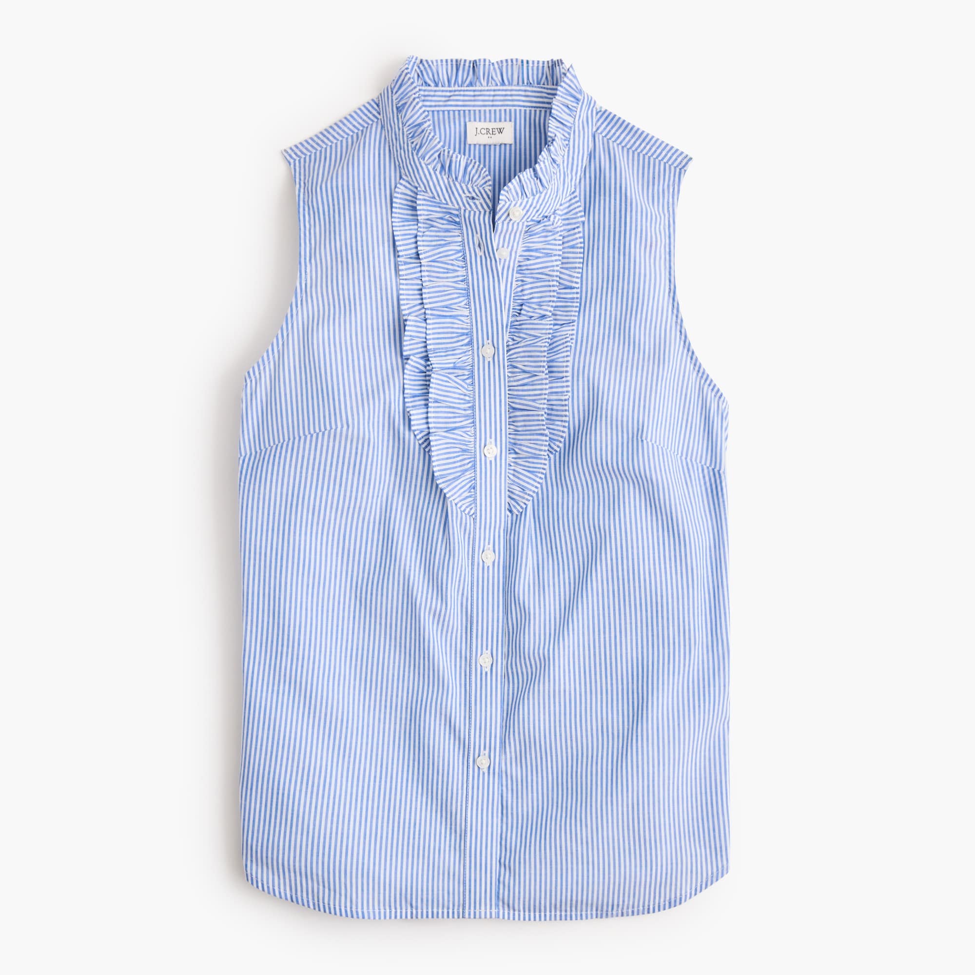 Striped ruffle-front top