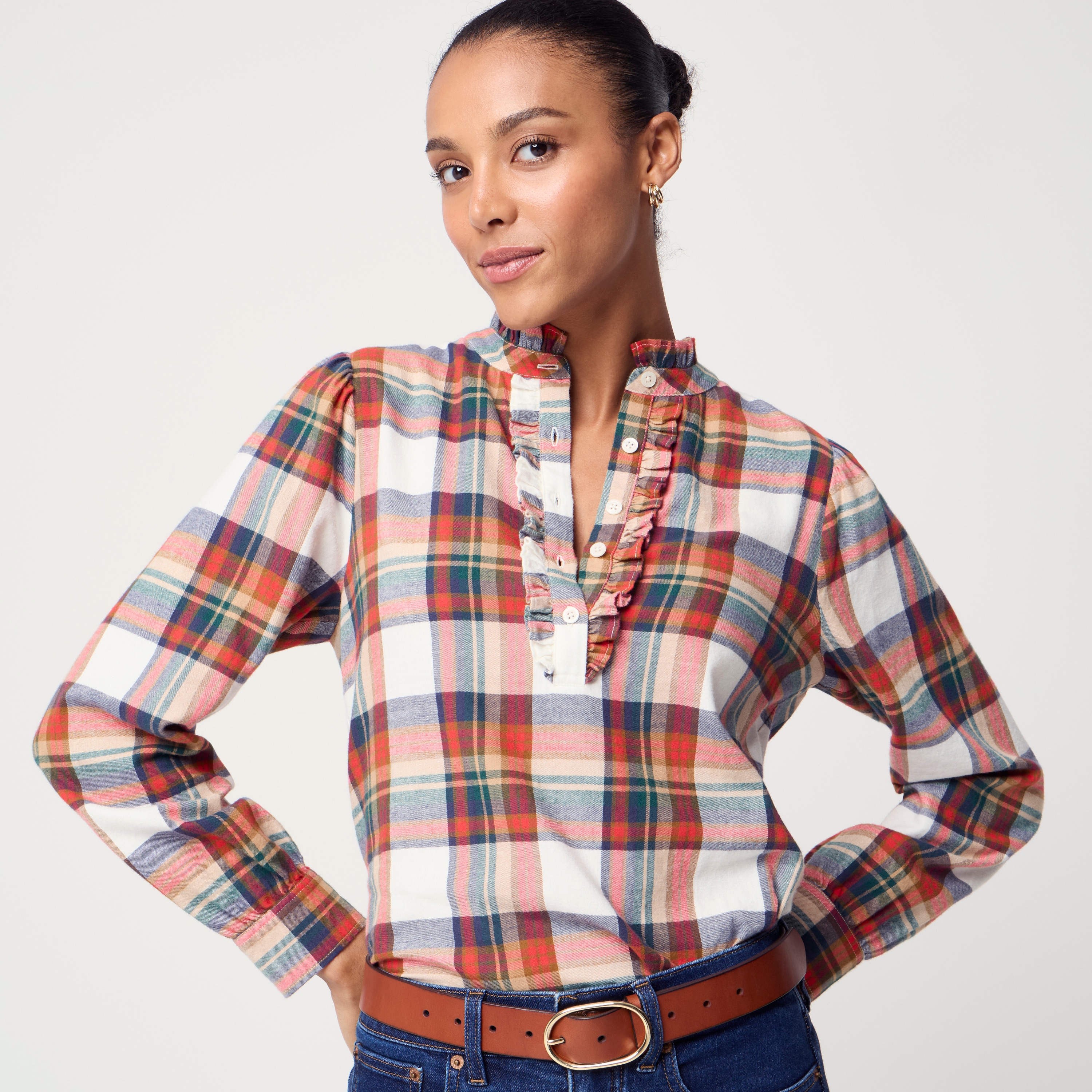 100% cotton flannel popover top