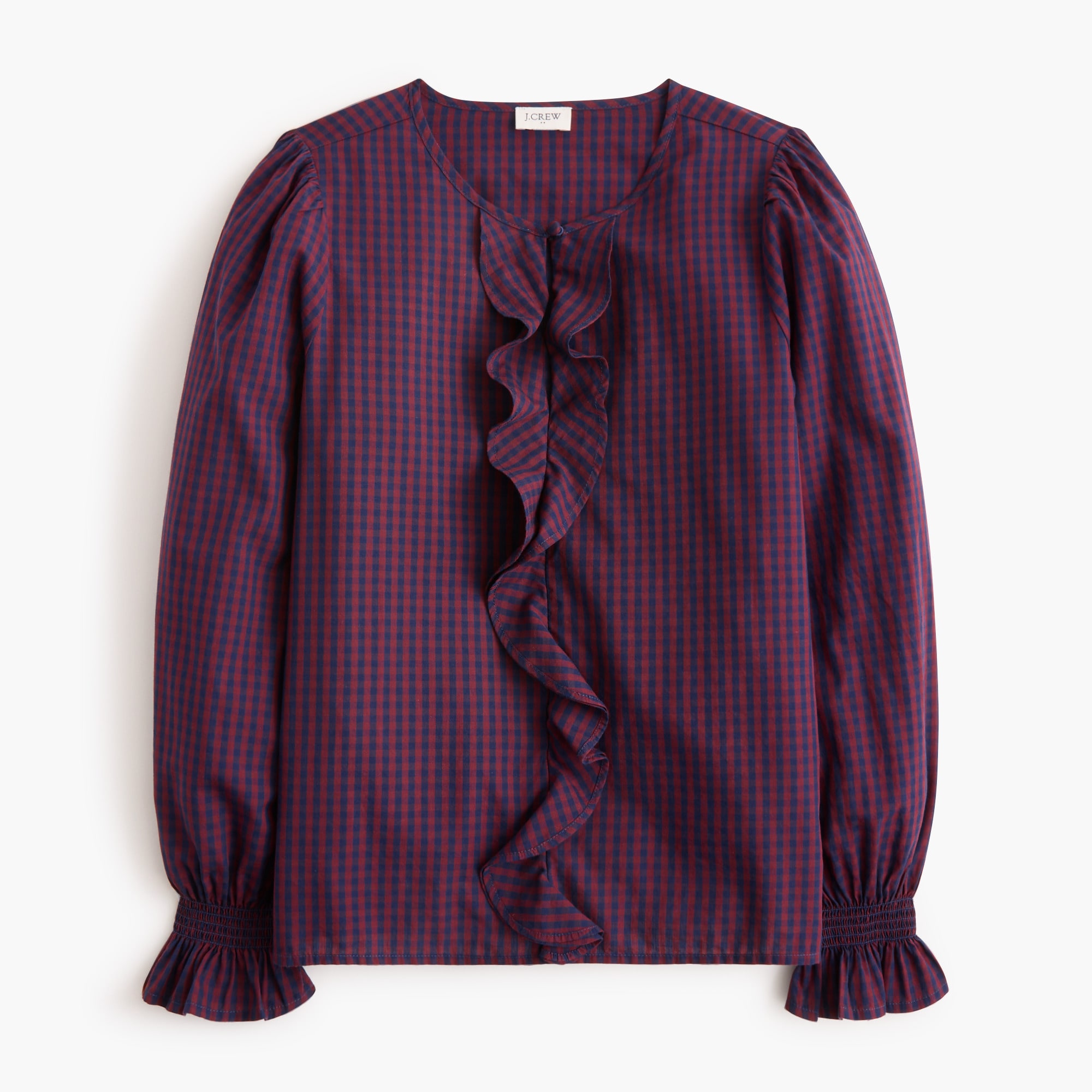 Checked ruffle-front top