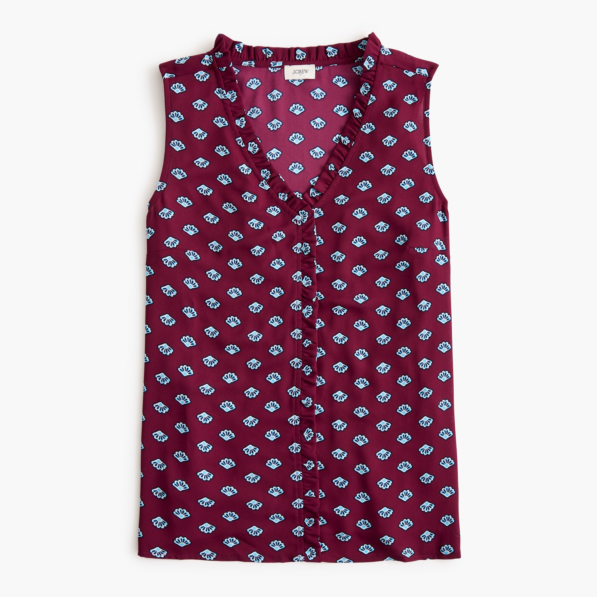 Printed V-neck ruffle top