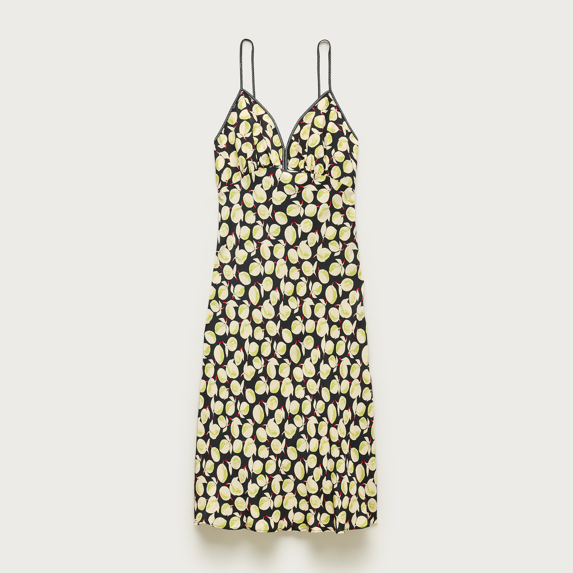 Slip dress in lemon-print crepe de chine