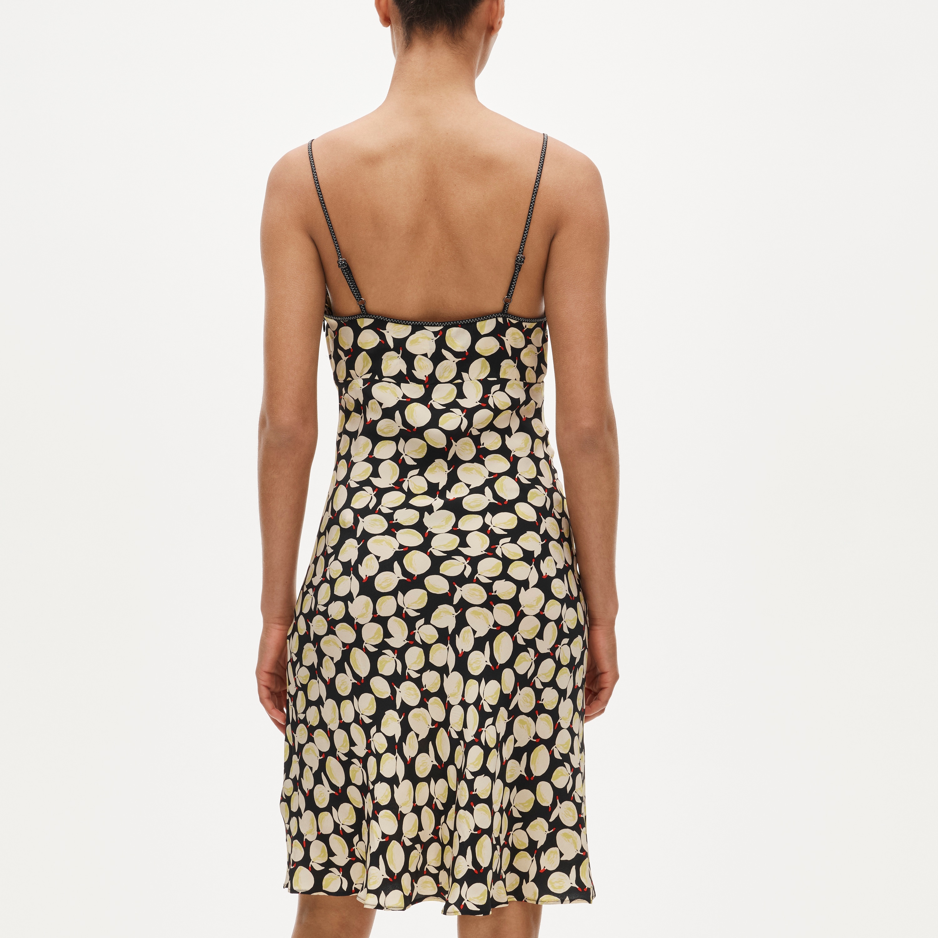 Slip dress in lemon-print crepe de chine