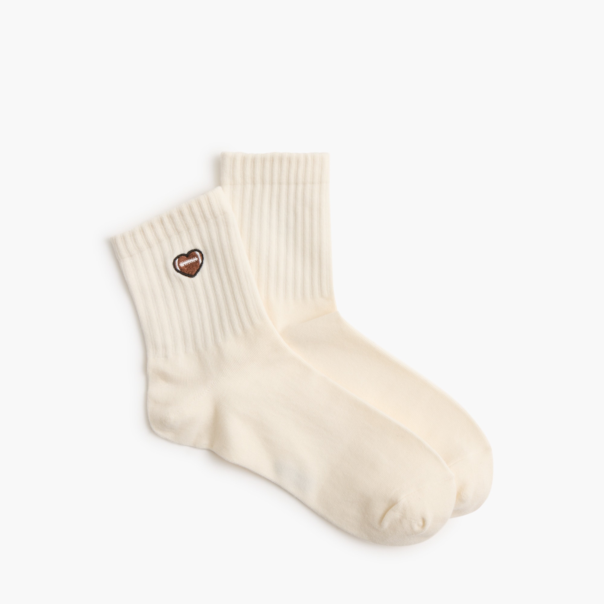 Football heart crew socks