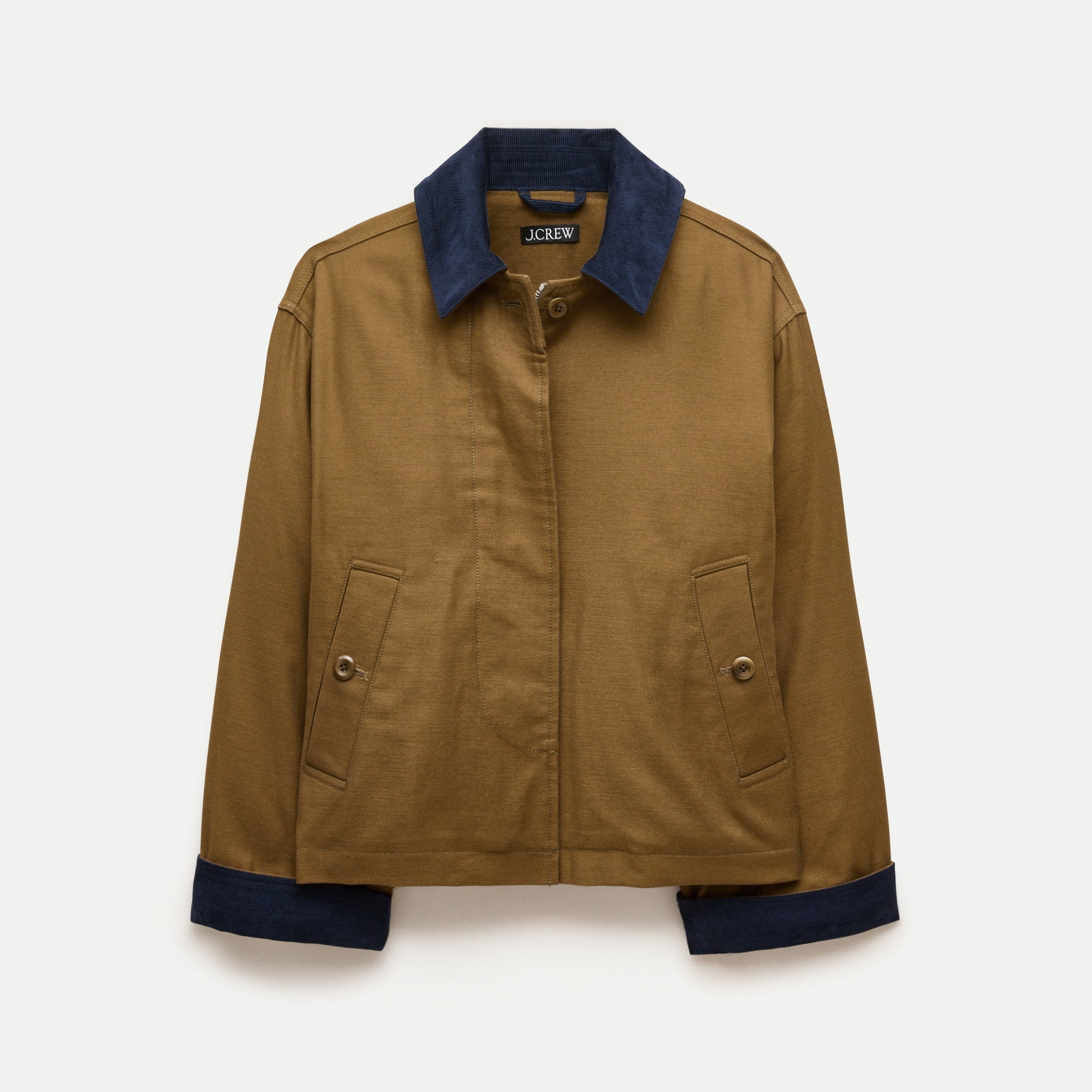 Collarless Utility Jacket In Brushed Cotton Twill For Women | J.Crew