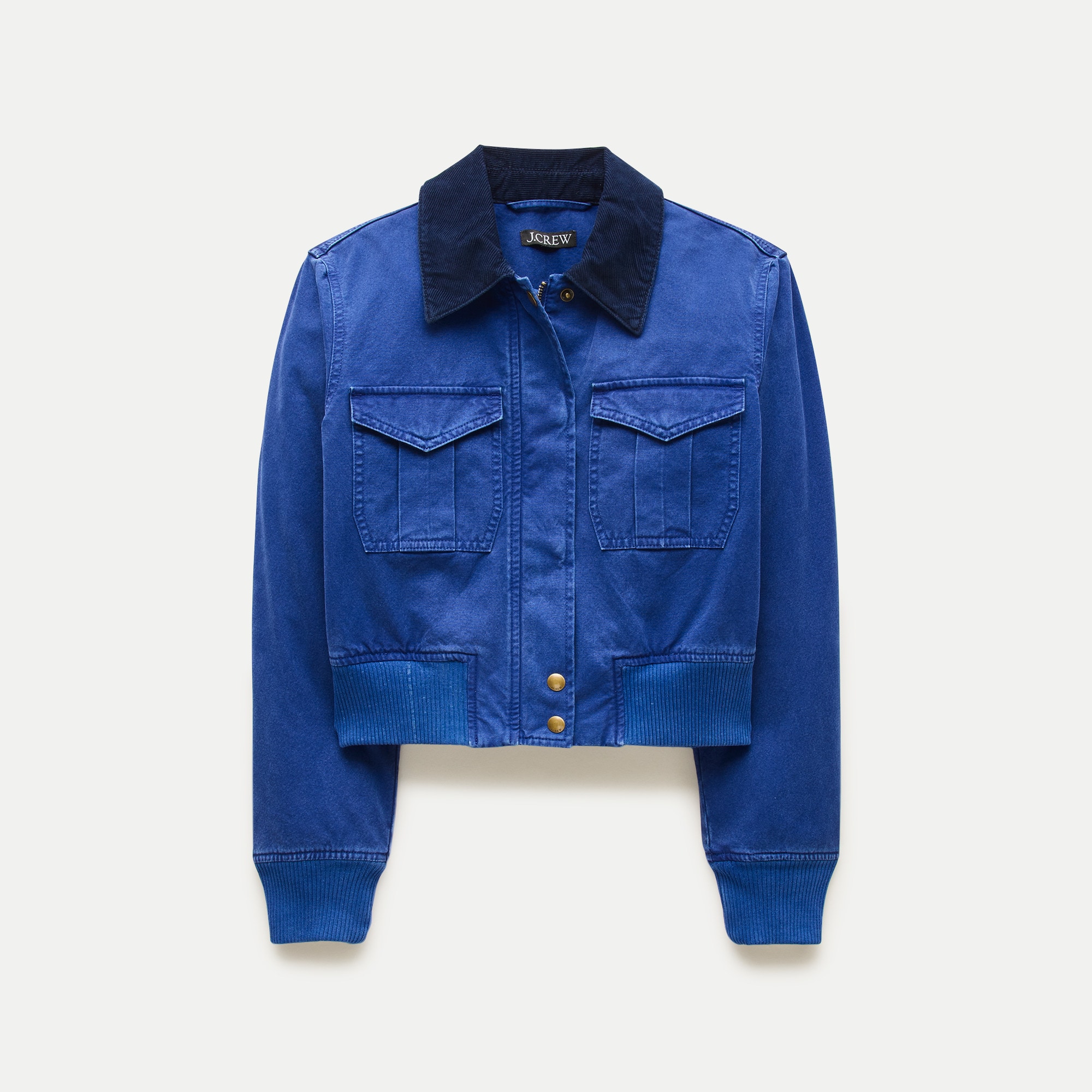 Cropped bomber jacket in cotton canvas