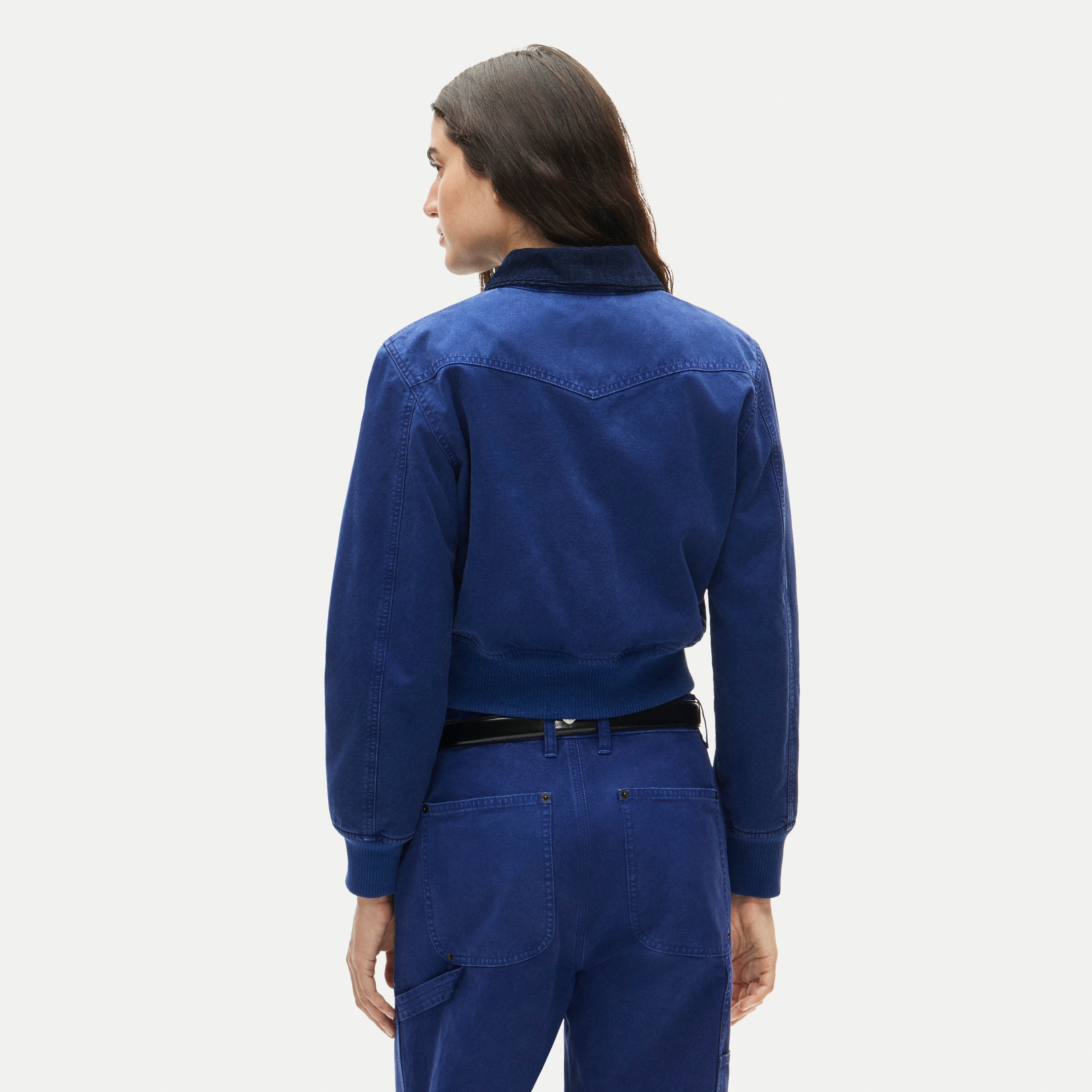 Cropped bomber jacket in cotton canvas