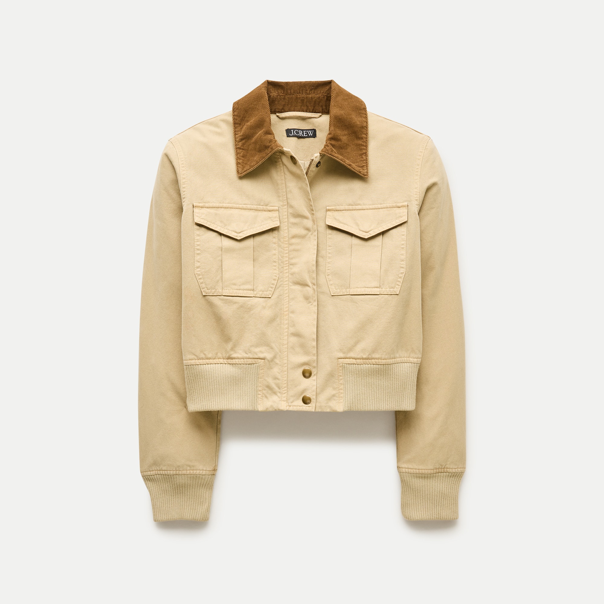Cropped bomber jacket in cotton canvas