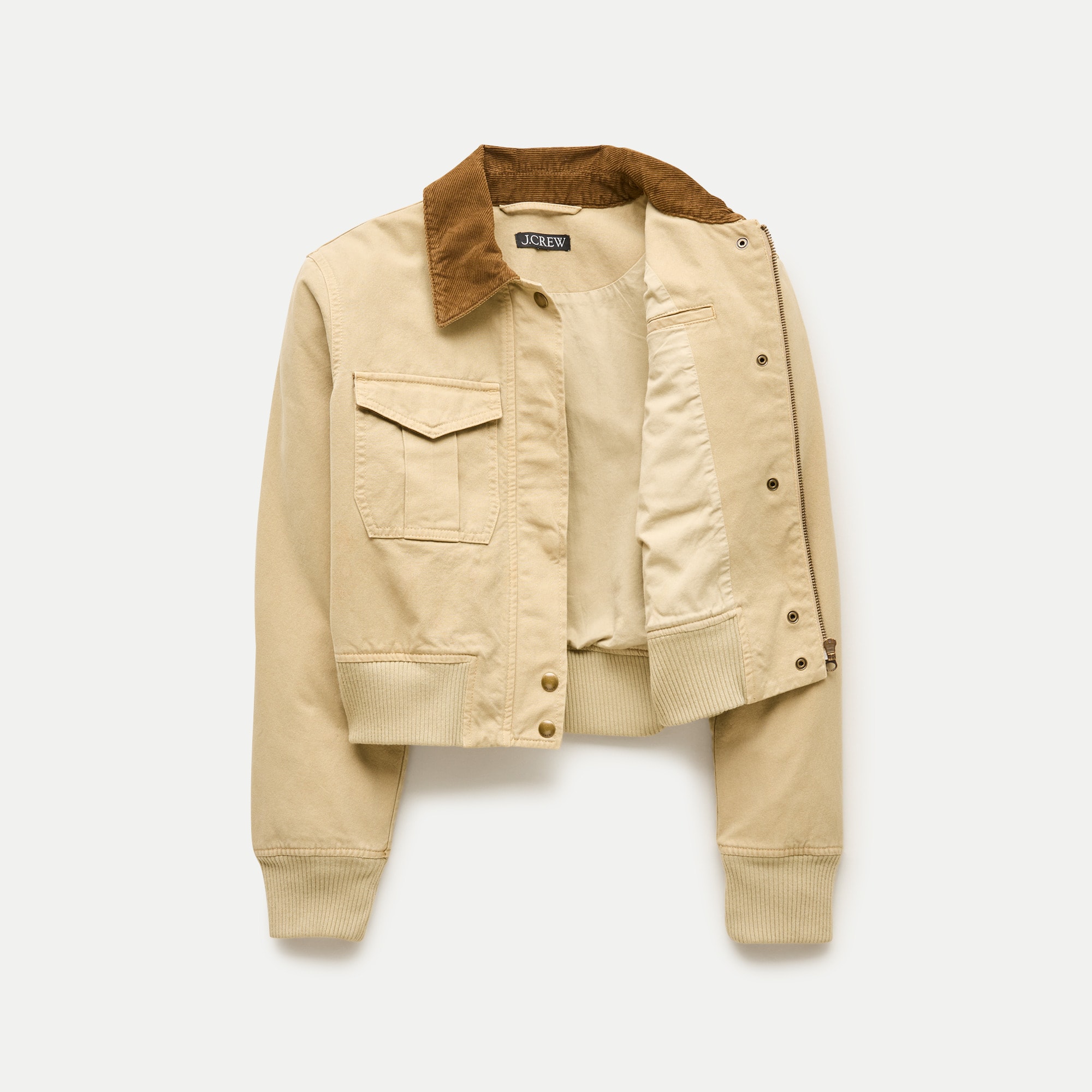 Cropped bomber jacket in cotton canvas