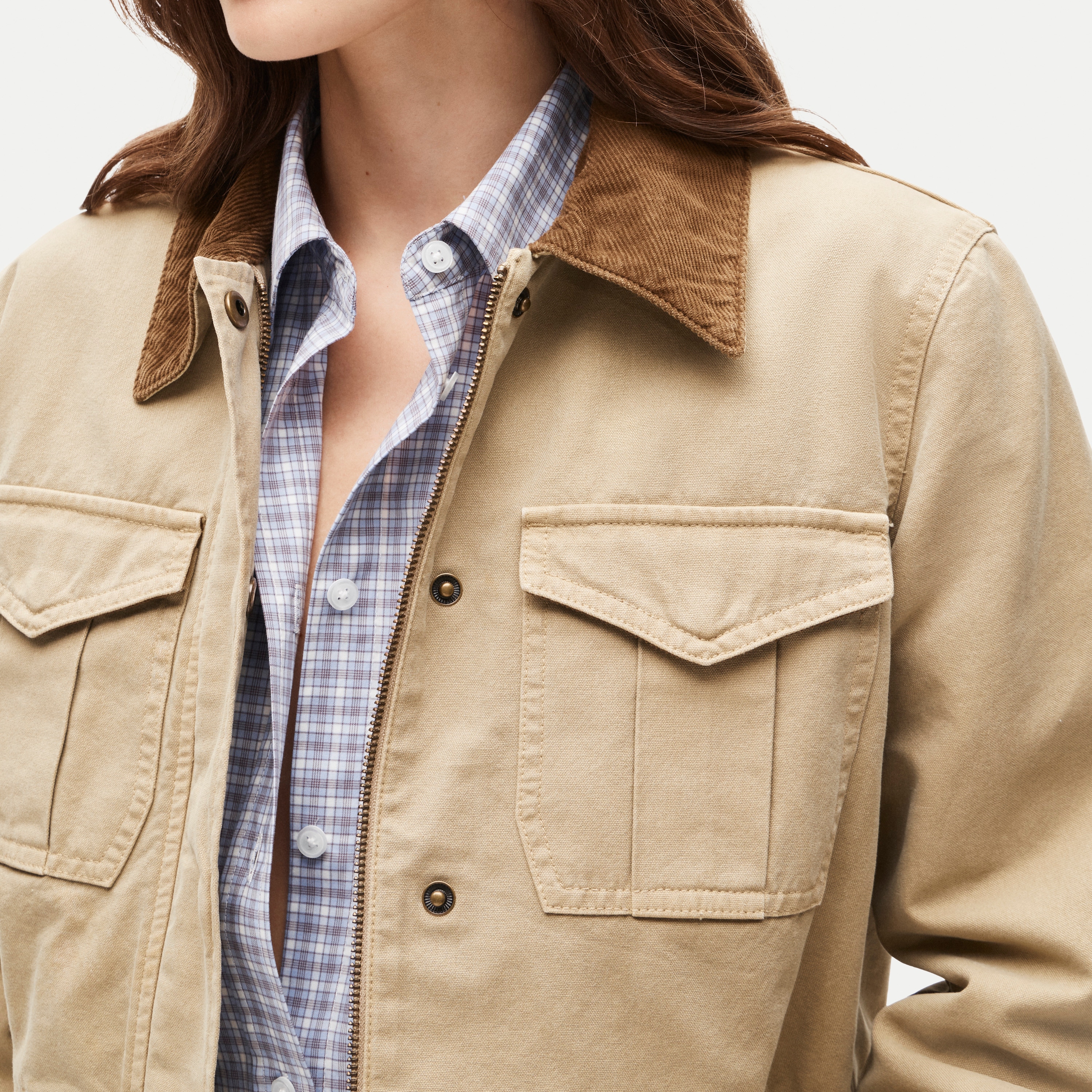 Cropped bomber jacket in cotton canvas