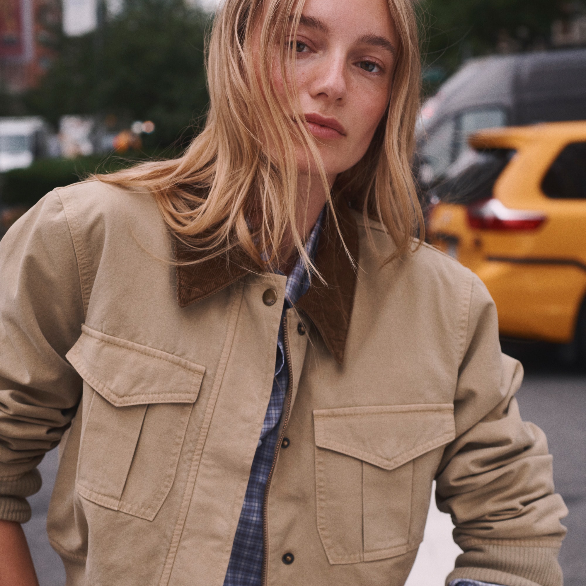 Cropped bomber jacket in cotton canvas