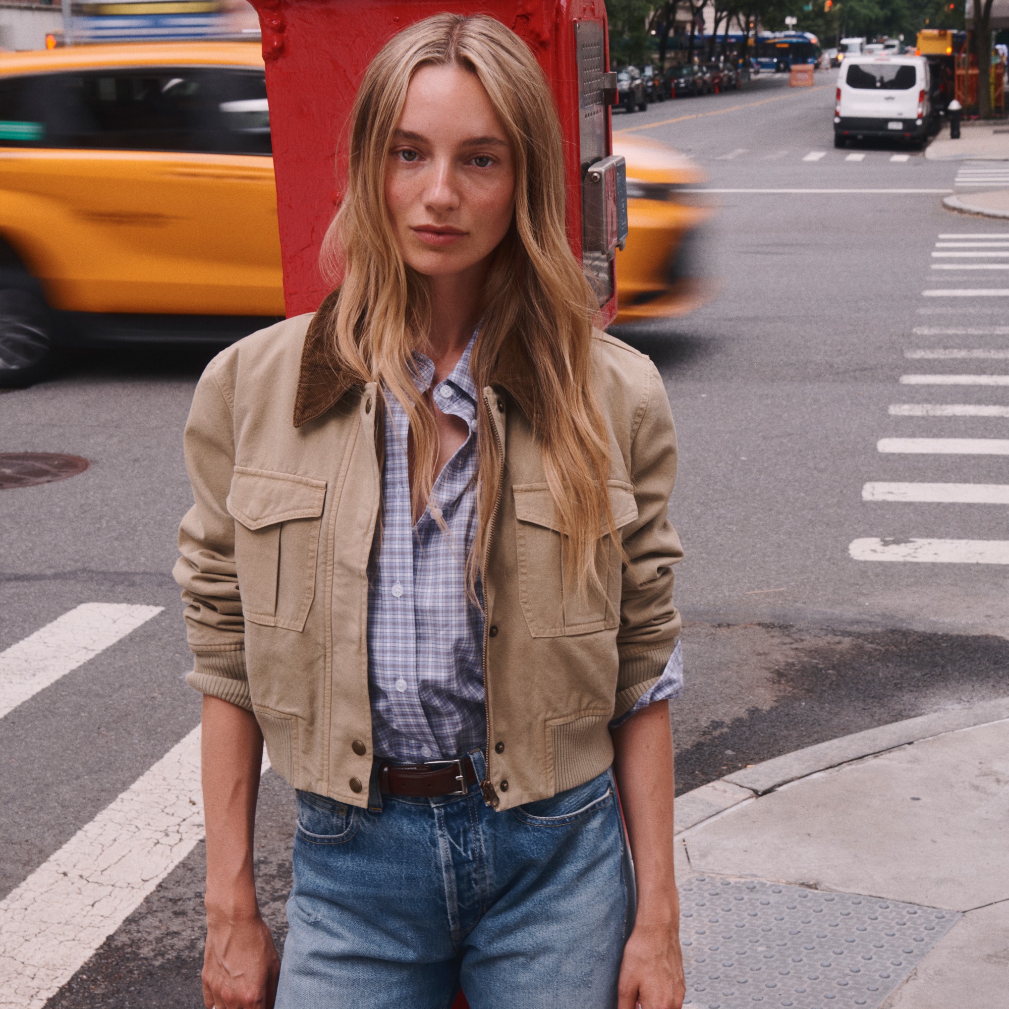 Cropped bomber jacket in cotton canvas