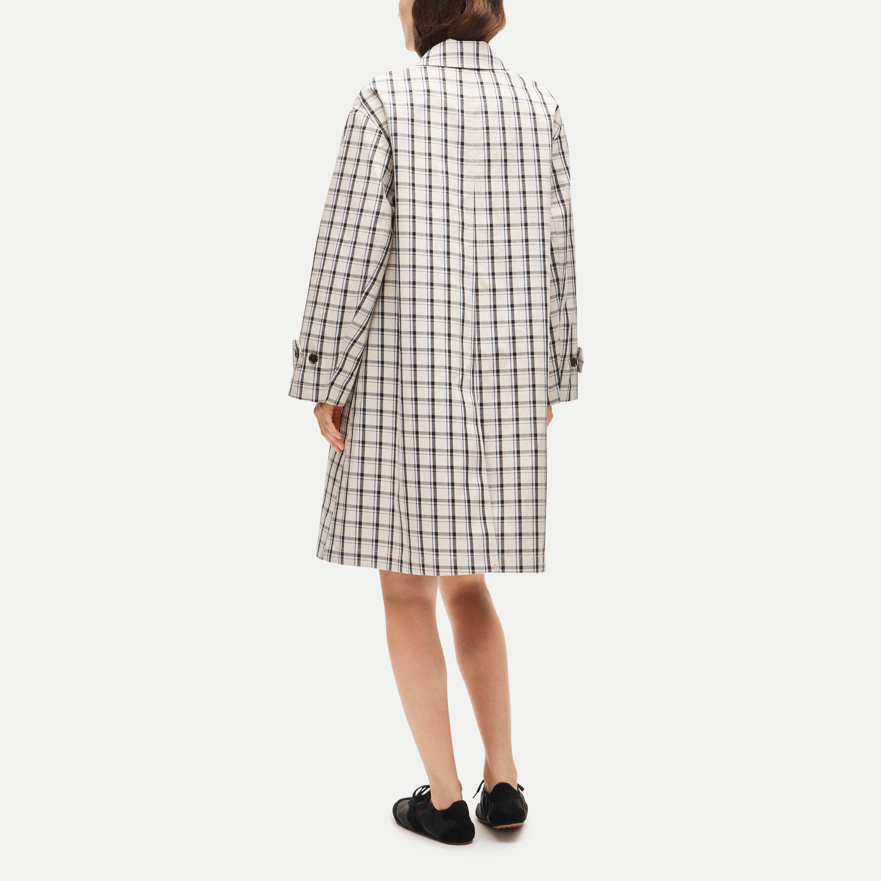 Soho car coat in plaid double-faced cotton