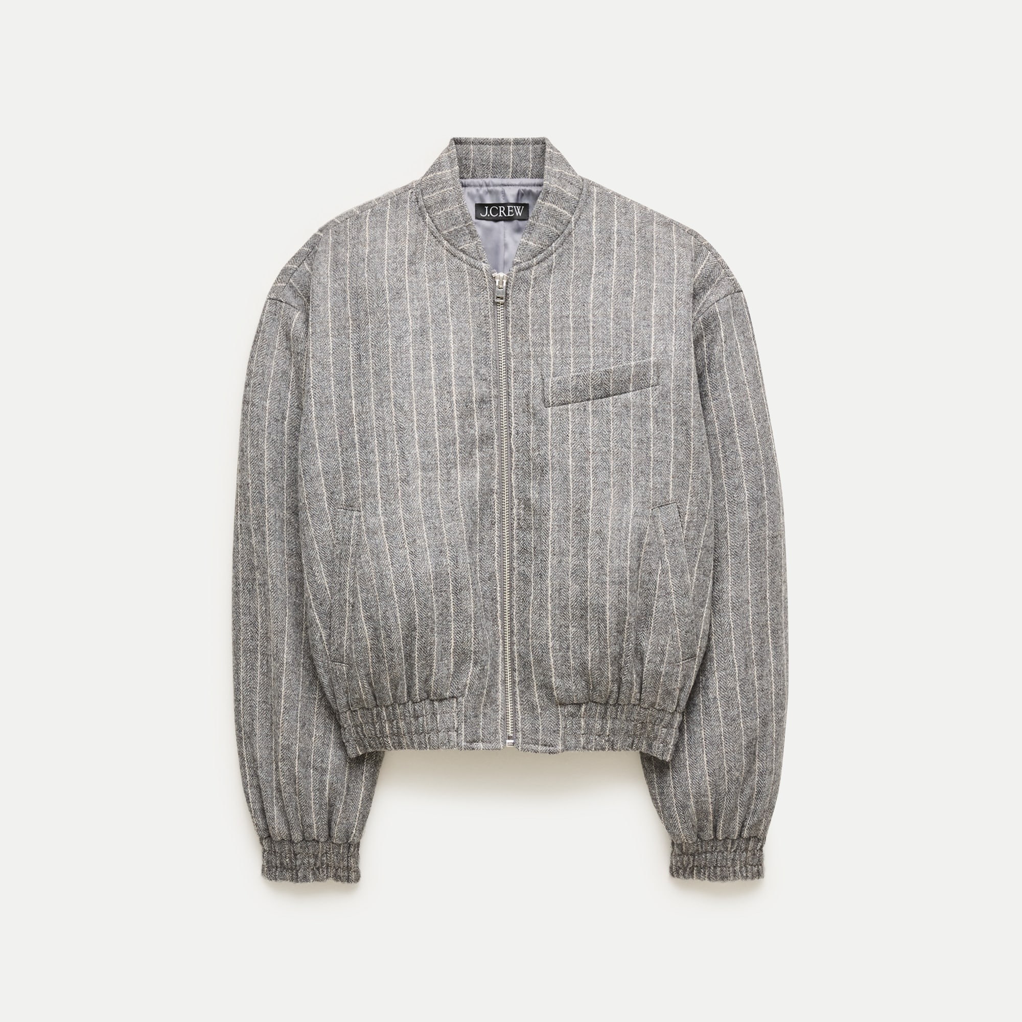Bomber jacket in pinstriped wool