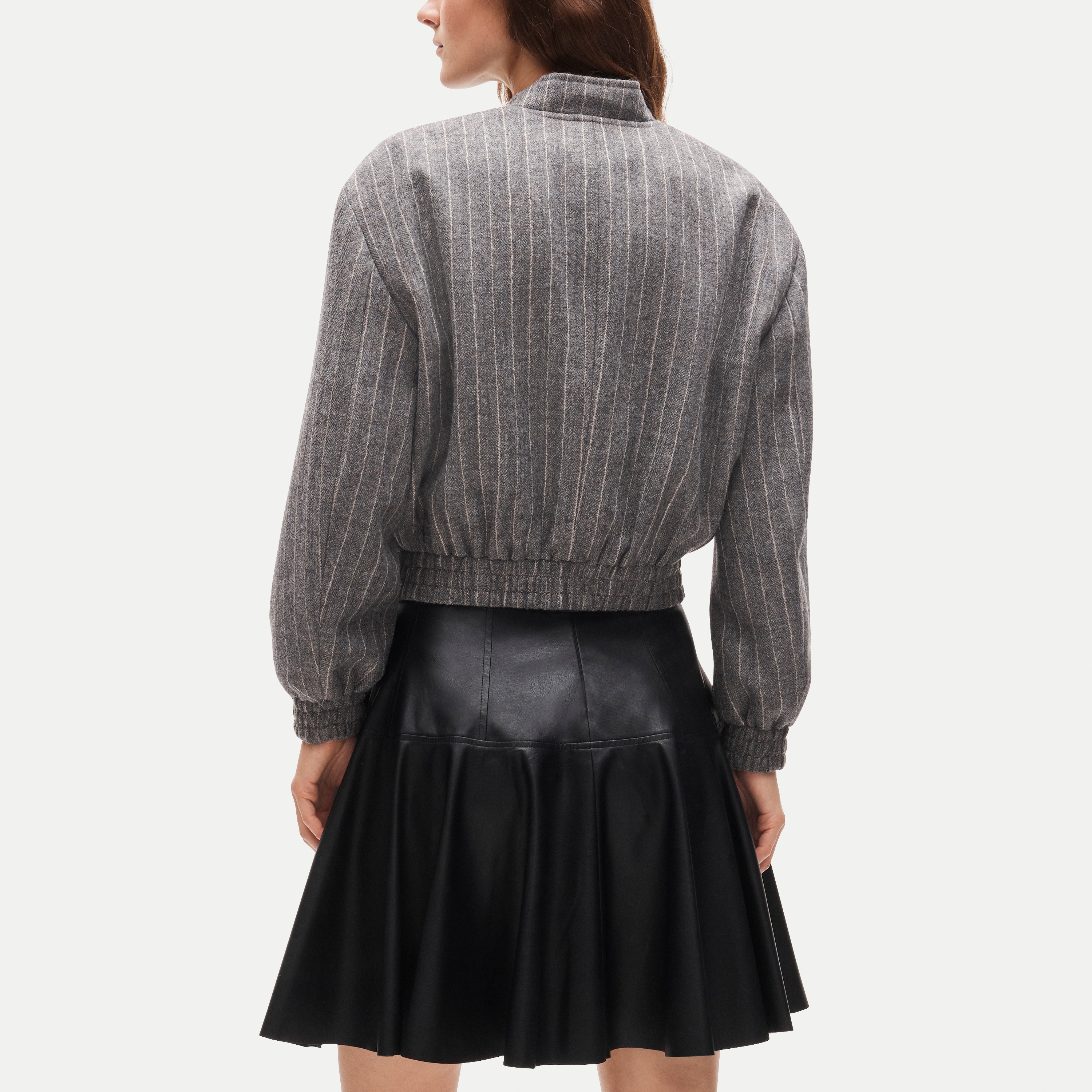 Bomber jacket in pinstriped wool