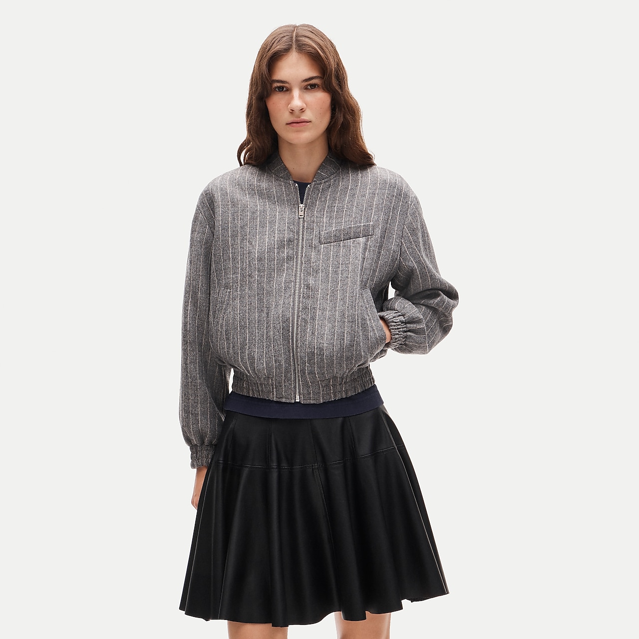 Bomber jacket in pinstriped wool by J.Crew