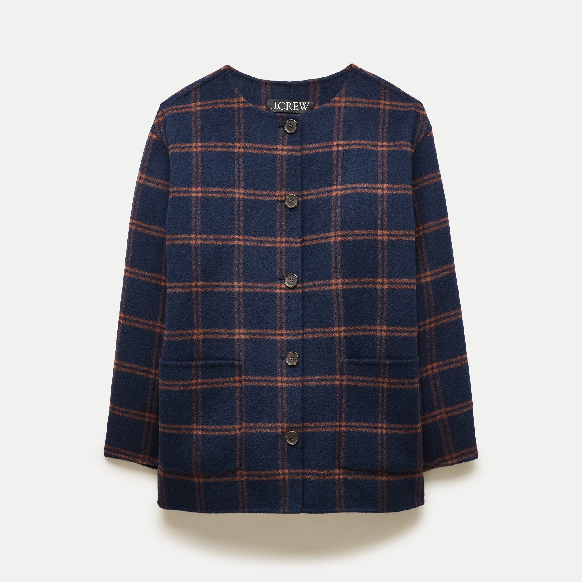 Bianca coat in plaid drapey wool blend