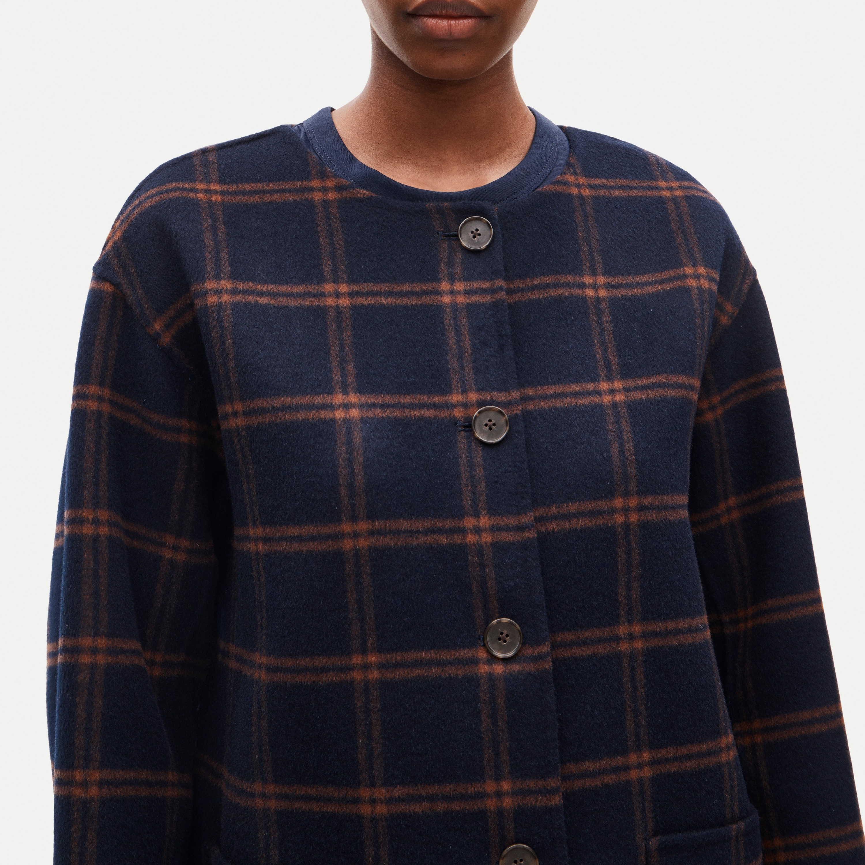 Bianca coat in plaid drapey wool blend - thumbnail 2