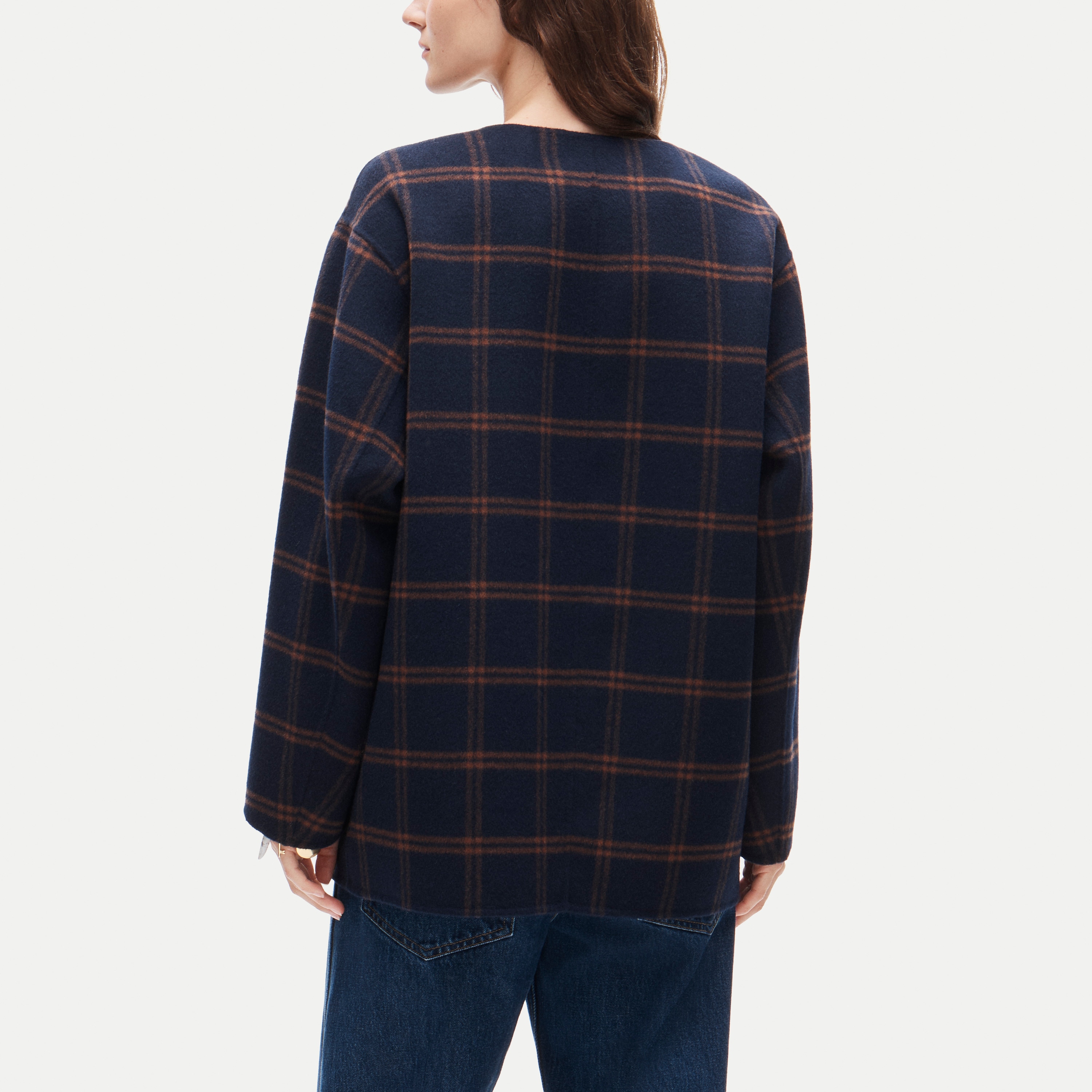 Bianca coat in plaid drapey wool blend