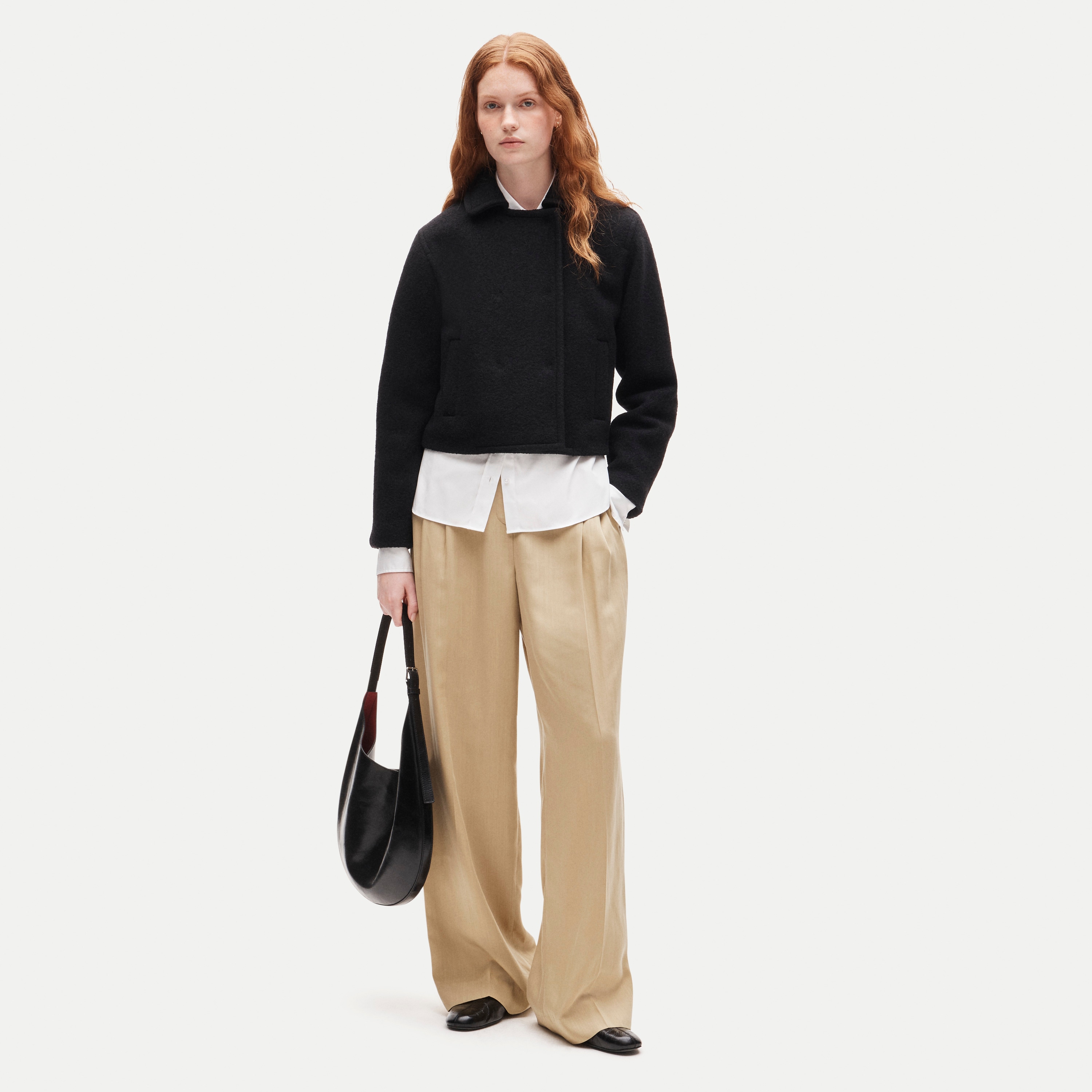 Double-breasted jacket in boiled wool