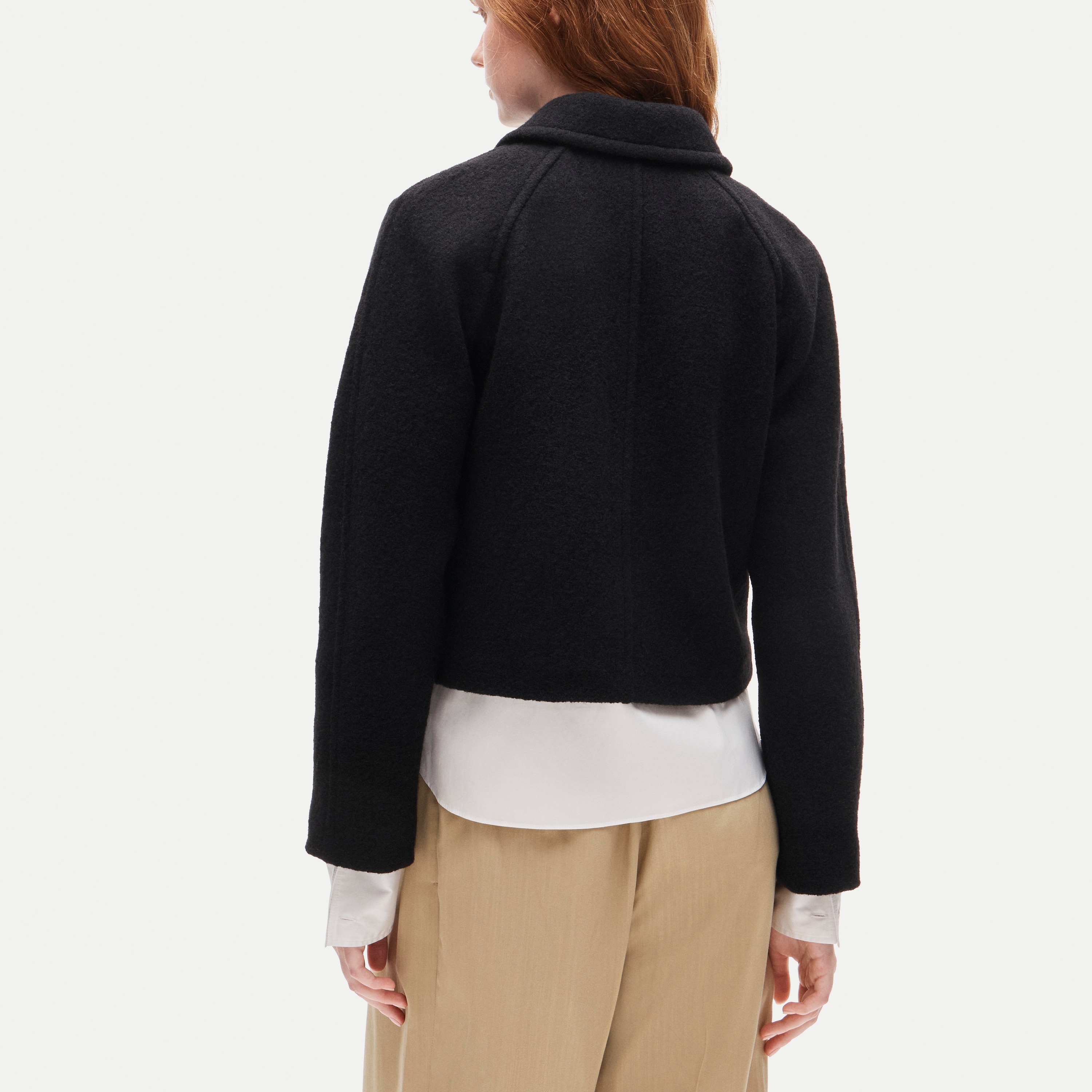 Double-breasted jacket in boiled wool