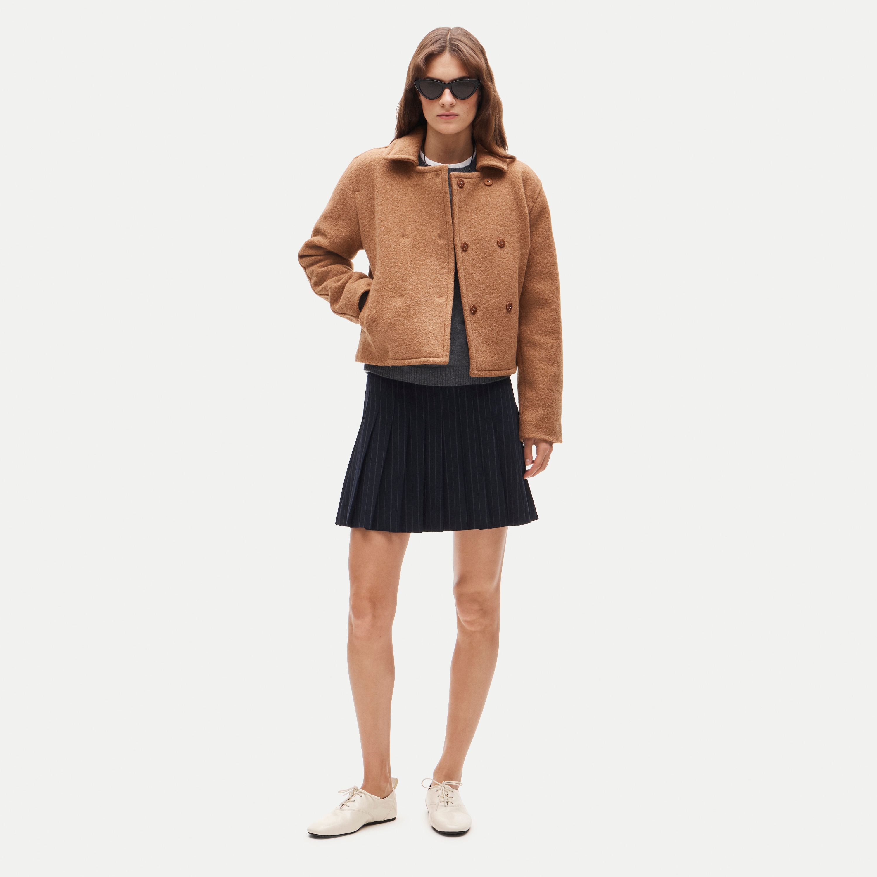 Double-breasted jacket in boiled wool