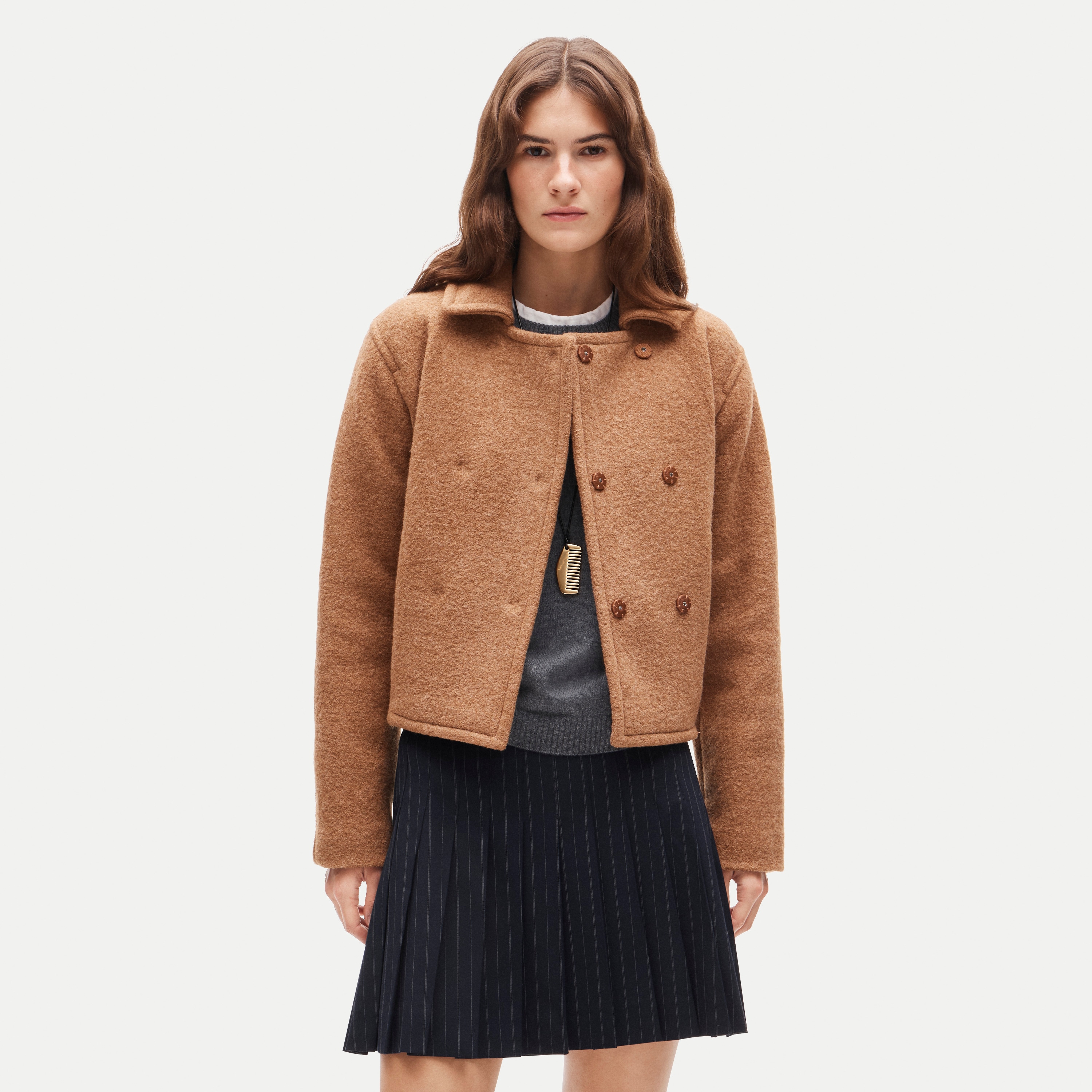 Double-breasted jacket in boiled wool