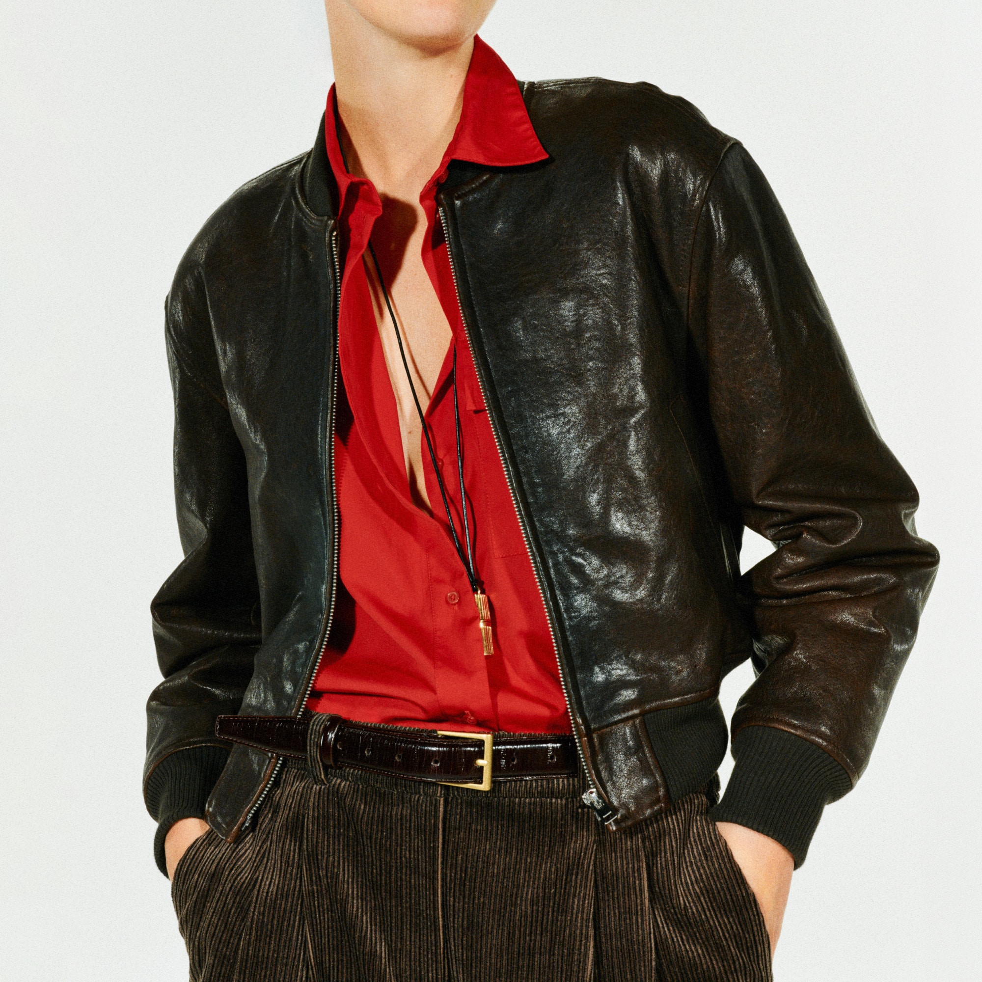 Collection leather bomber jacket
