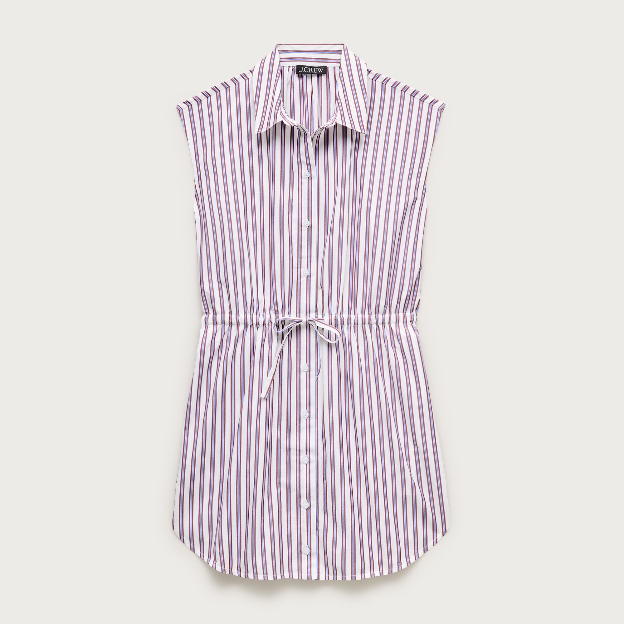 Mini cap-sleeve shirt-dress in striped cotton poplin from J.Crew - $148