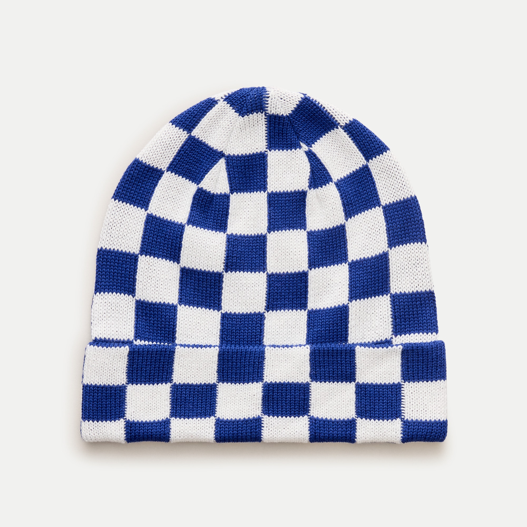 Kids' intarsia-knit beanie in check