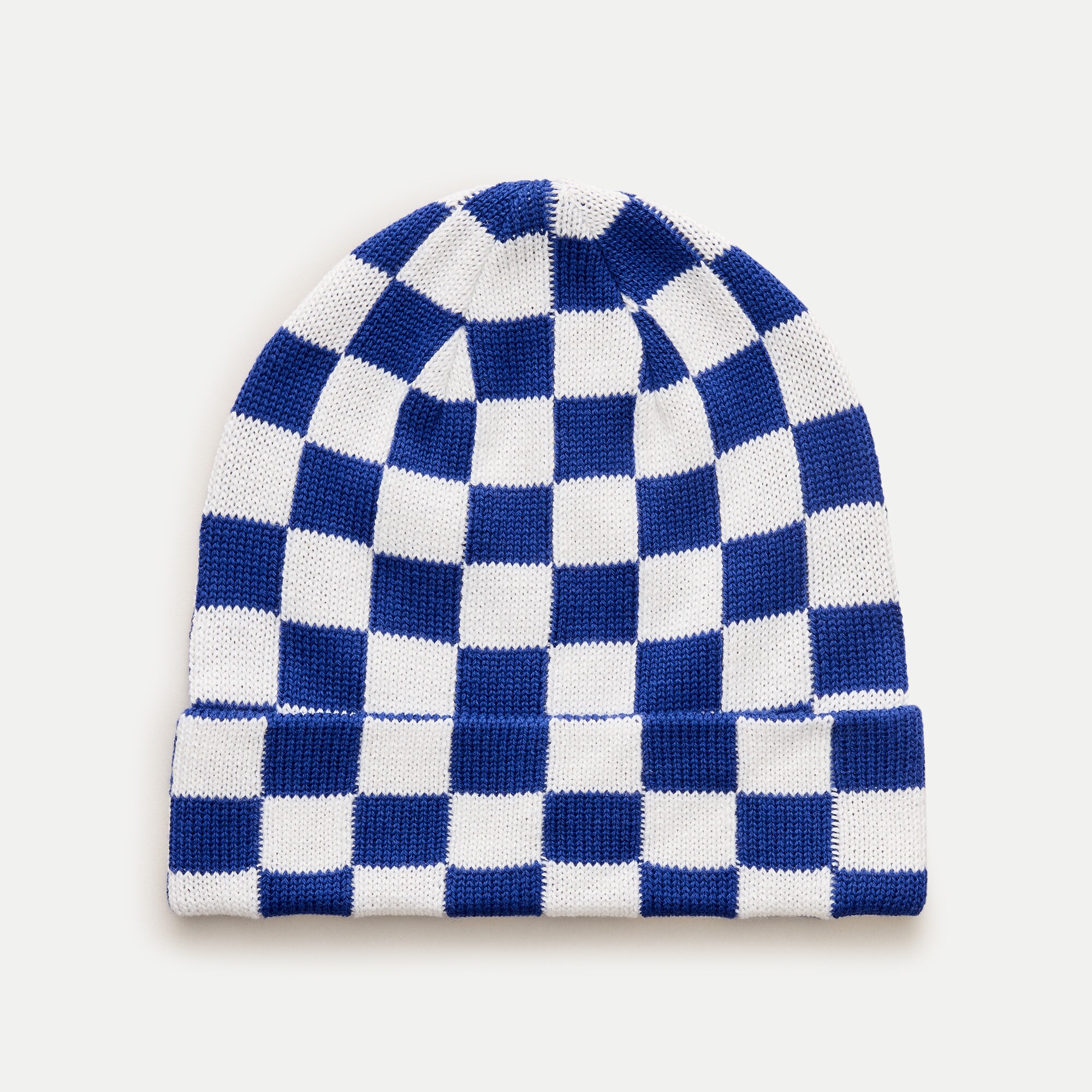 Kids' intarsia-knit beanie in check