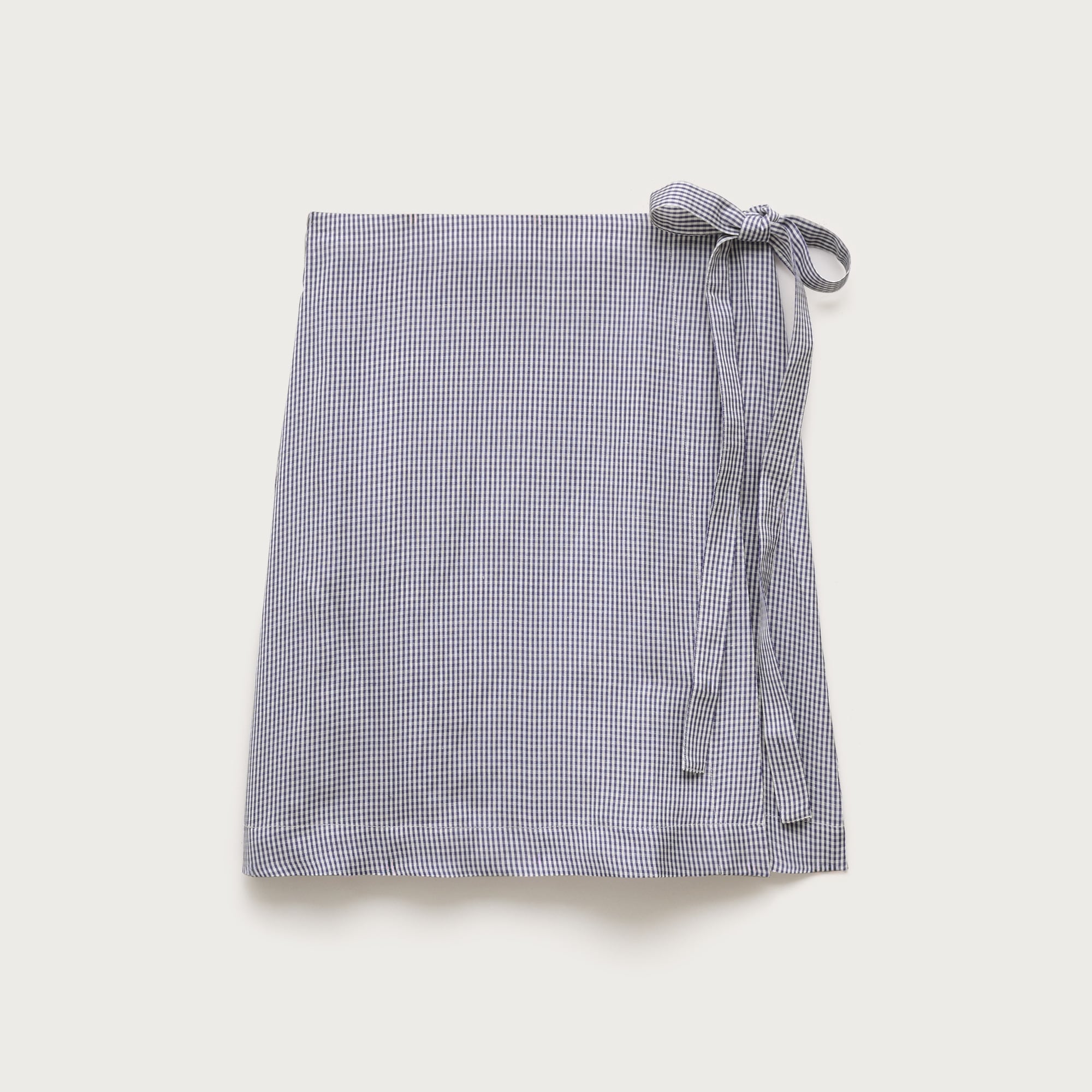 Faux-wrap skirt in gingham linen blend