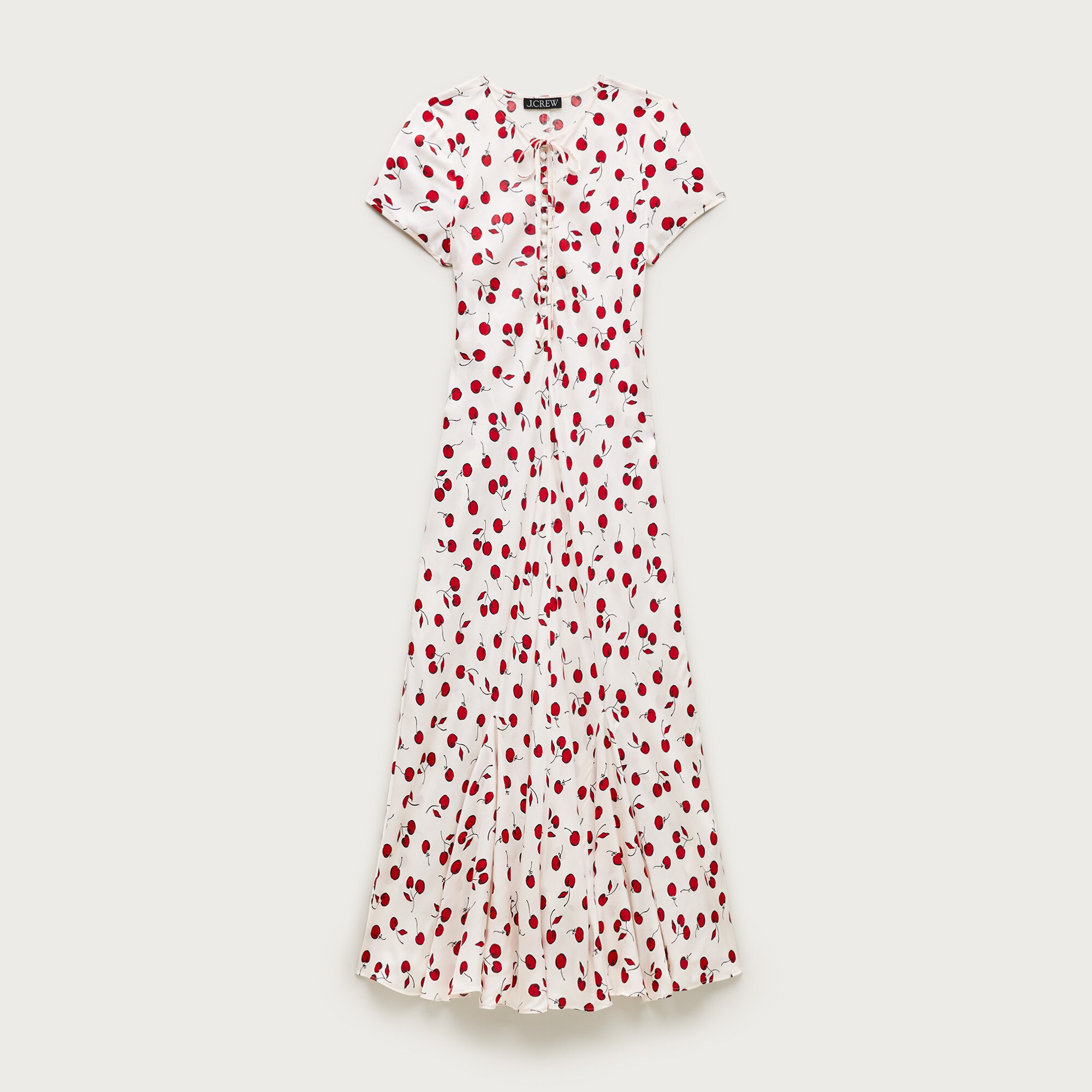 Short-sleeve slip dress in cherry print