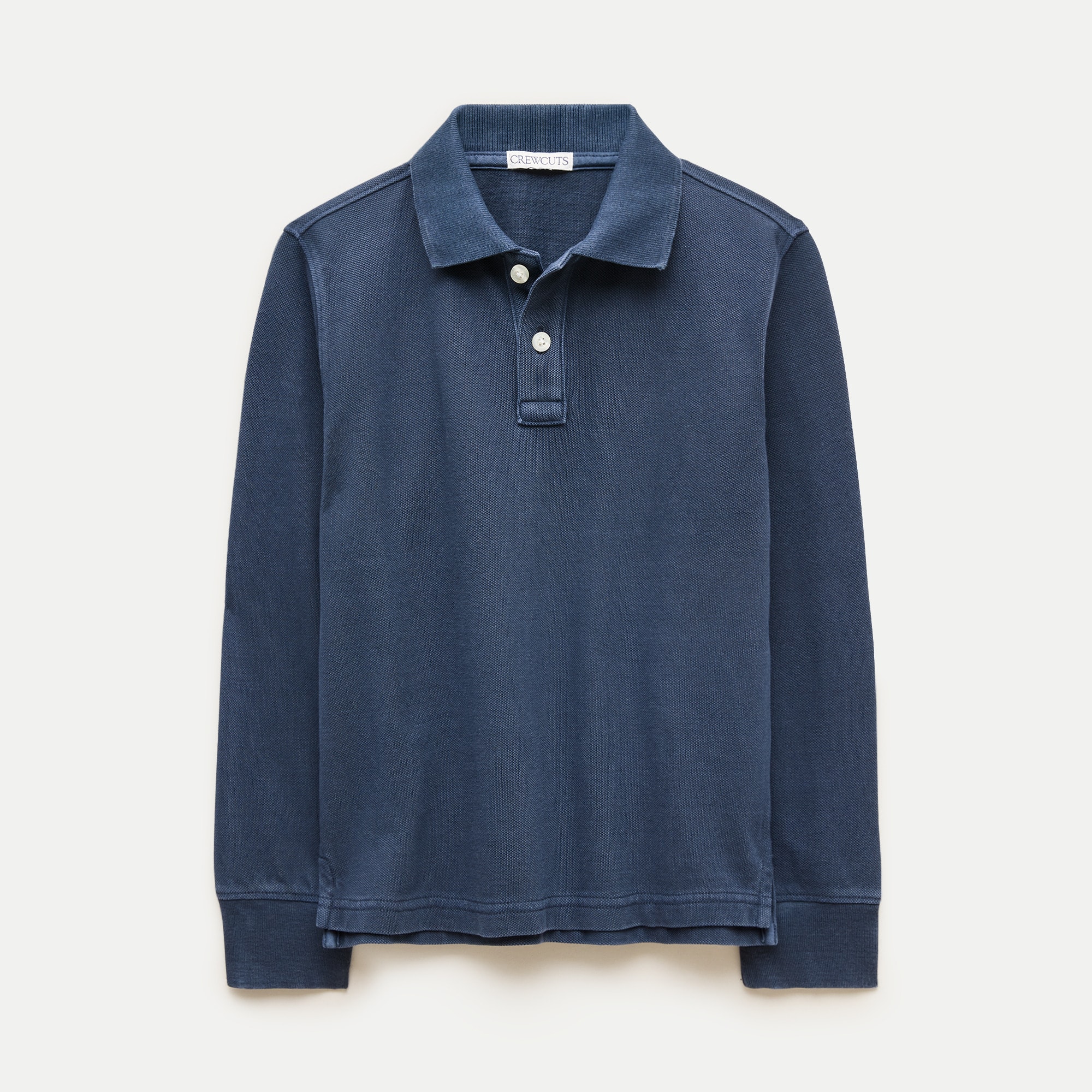 Kids' long-sleeve washed piqué polo shirt