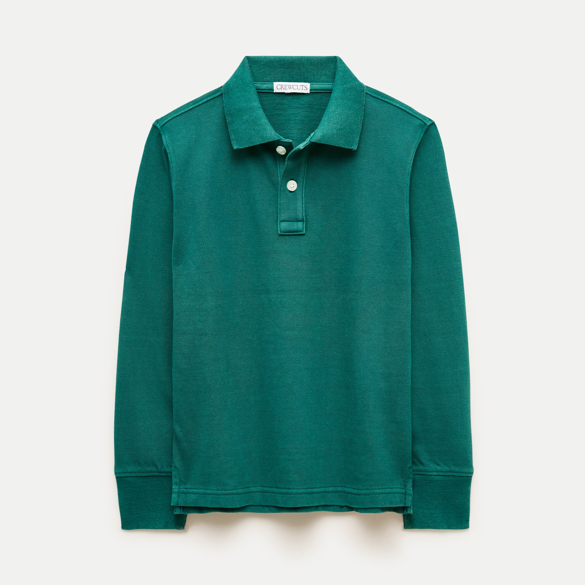 Kids' long-sleeve washed piqué polo shirt