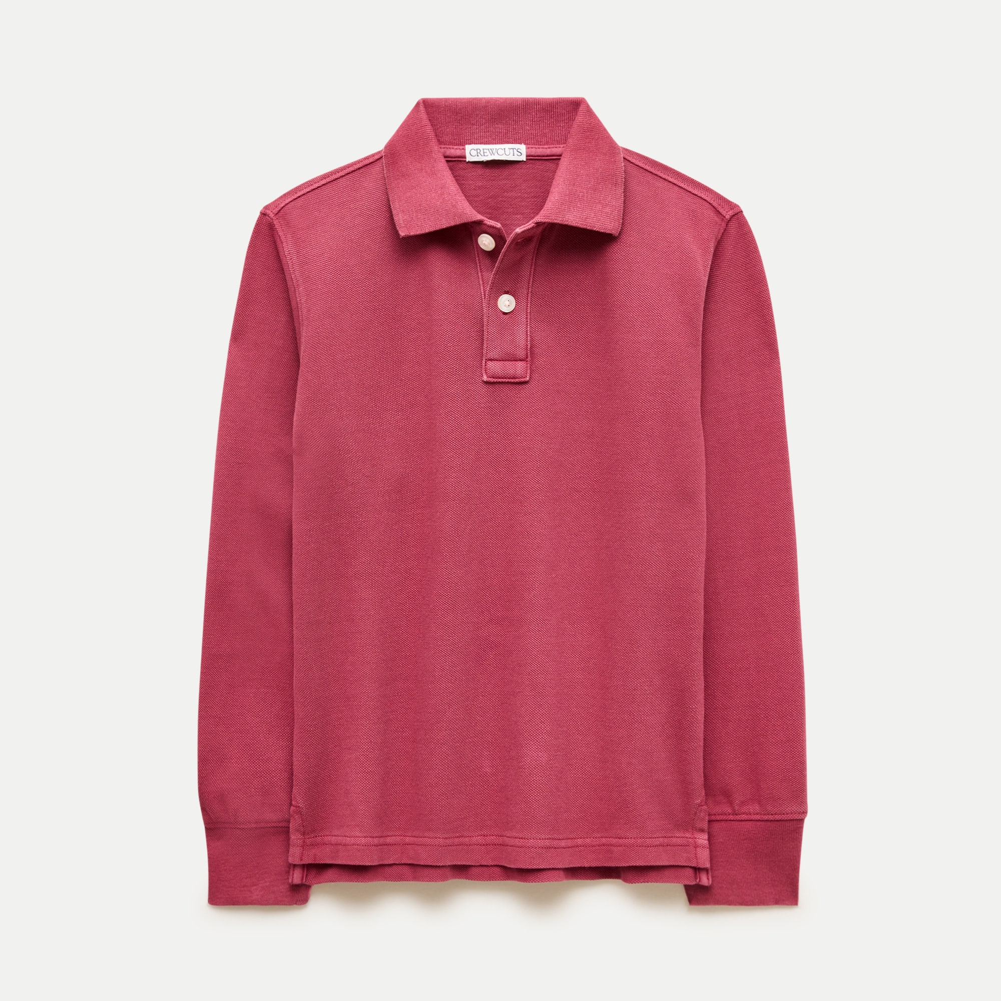 Kids' long-sleeve washed piqué polo shirt