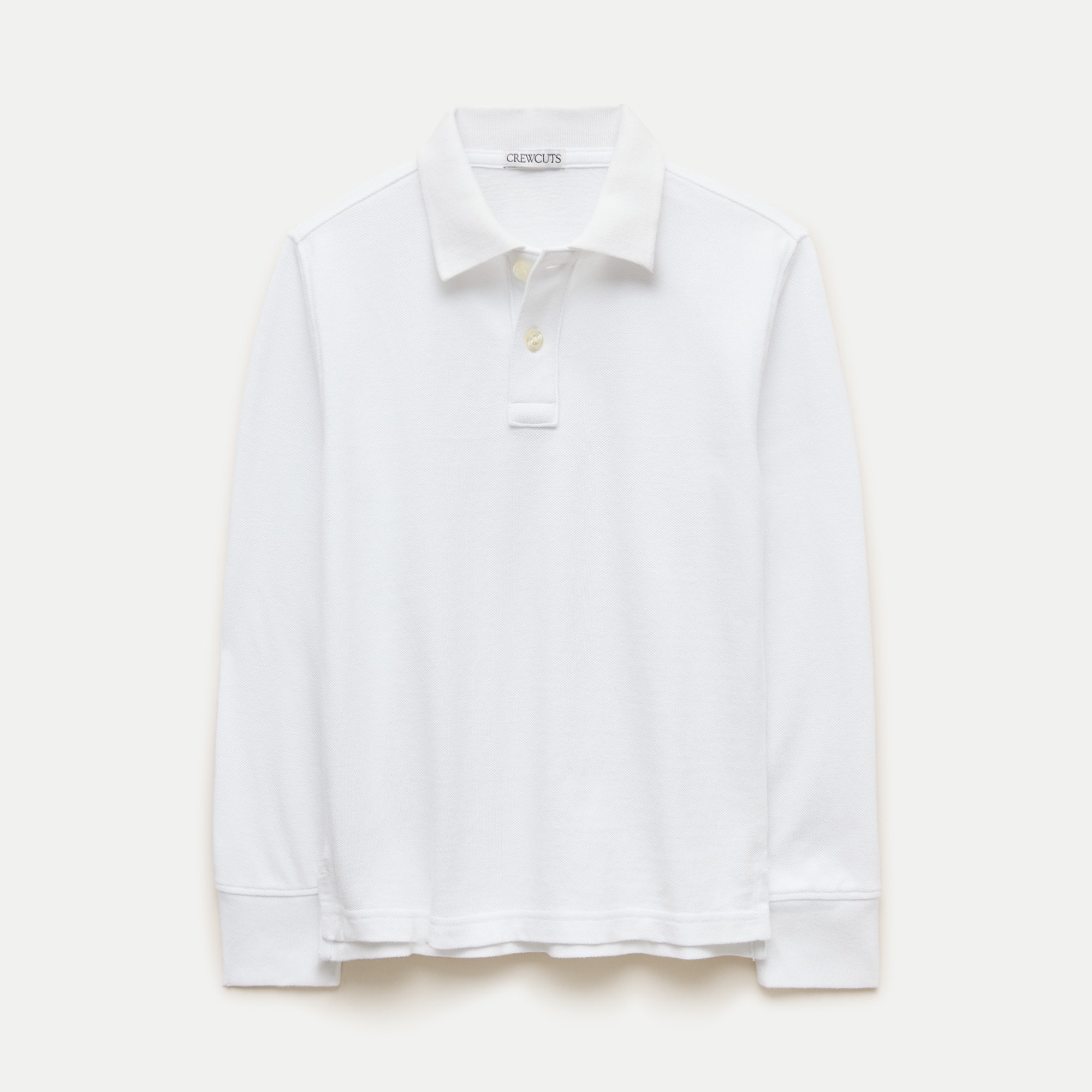 Kids' long-sleeve washed piqué polo shirt
