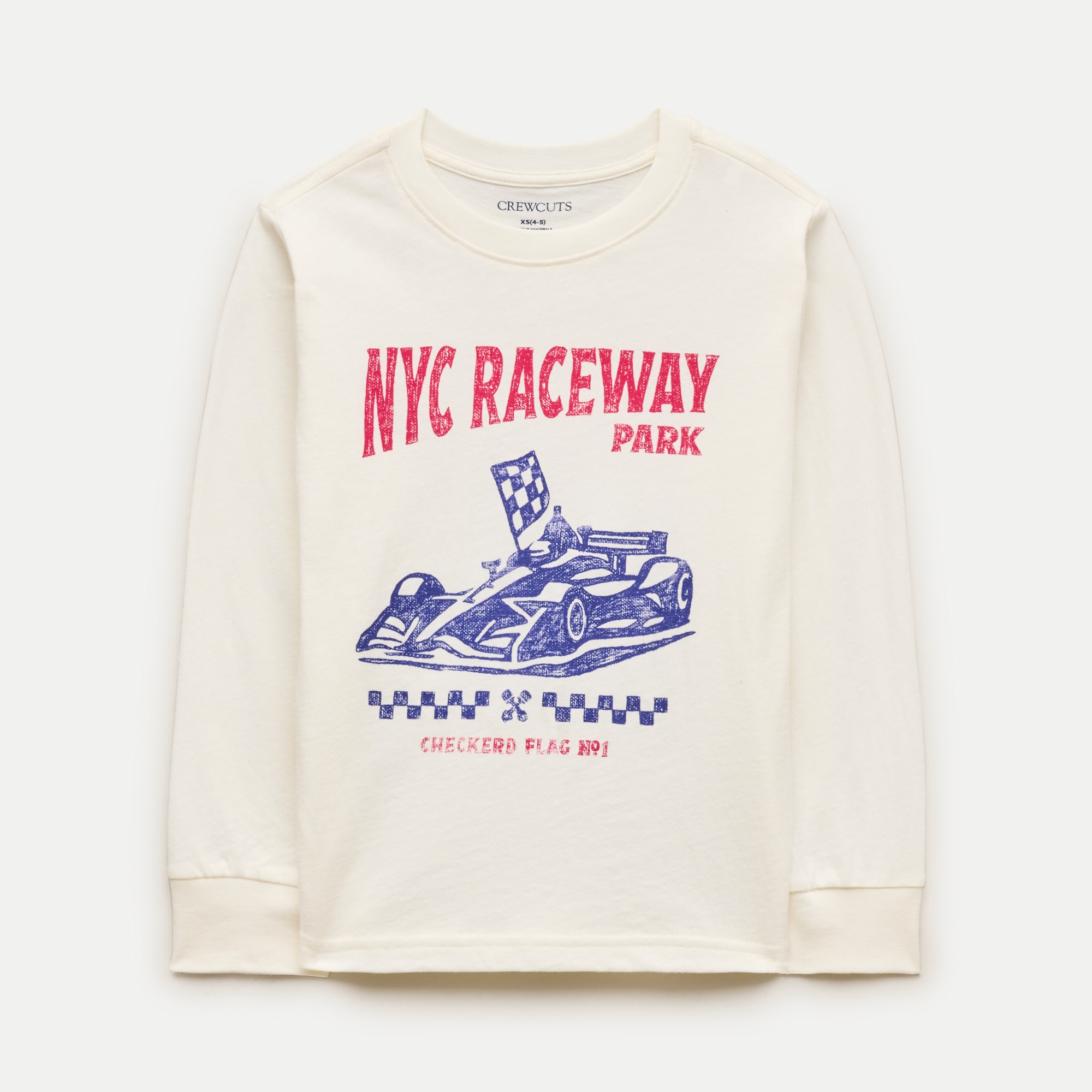 Kids' long-sleeve "NYC raceway" graphic T-shirt