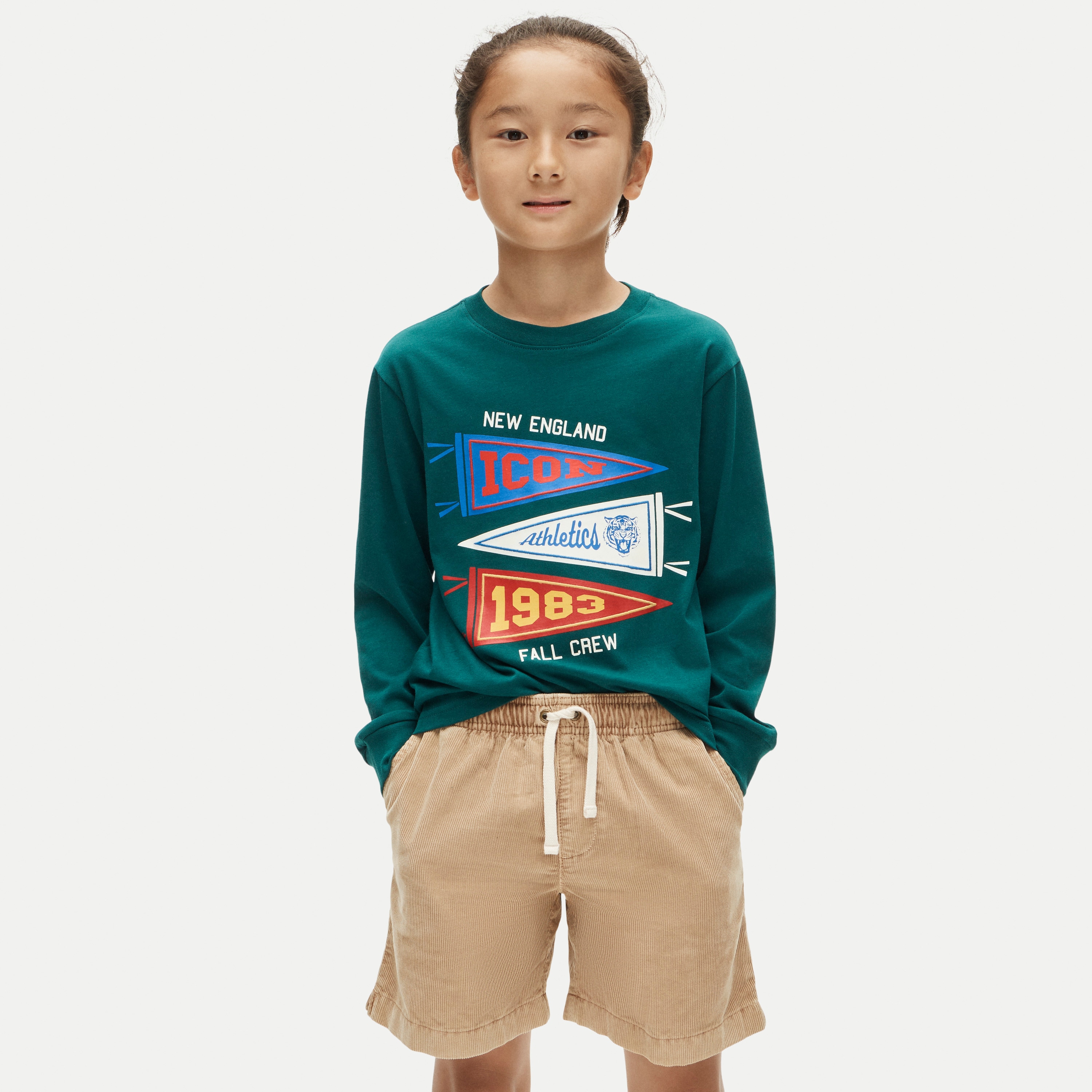 Kids' long-sleeve "athletics" graphic T-shirt